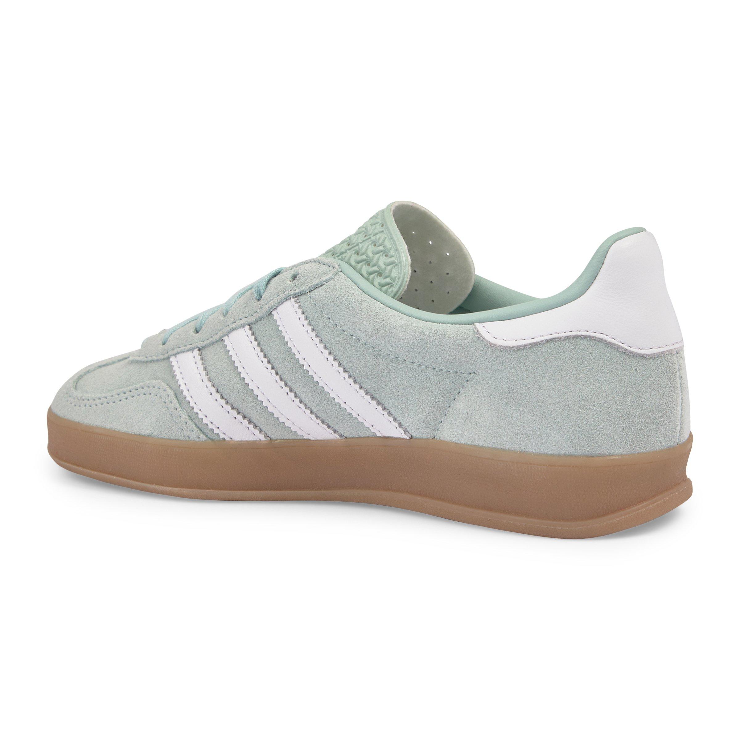 adidas gazelle silver green womens Women's Adidas Gazelle Indoor Shoes - Ash Green/Cloud White/Gum