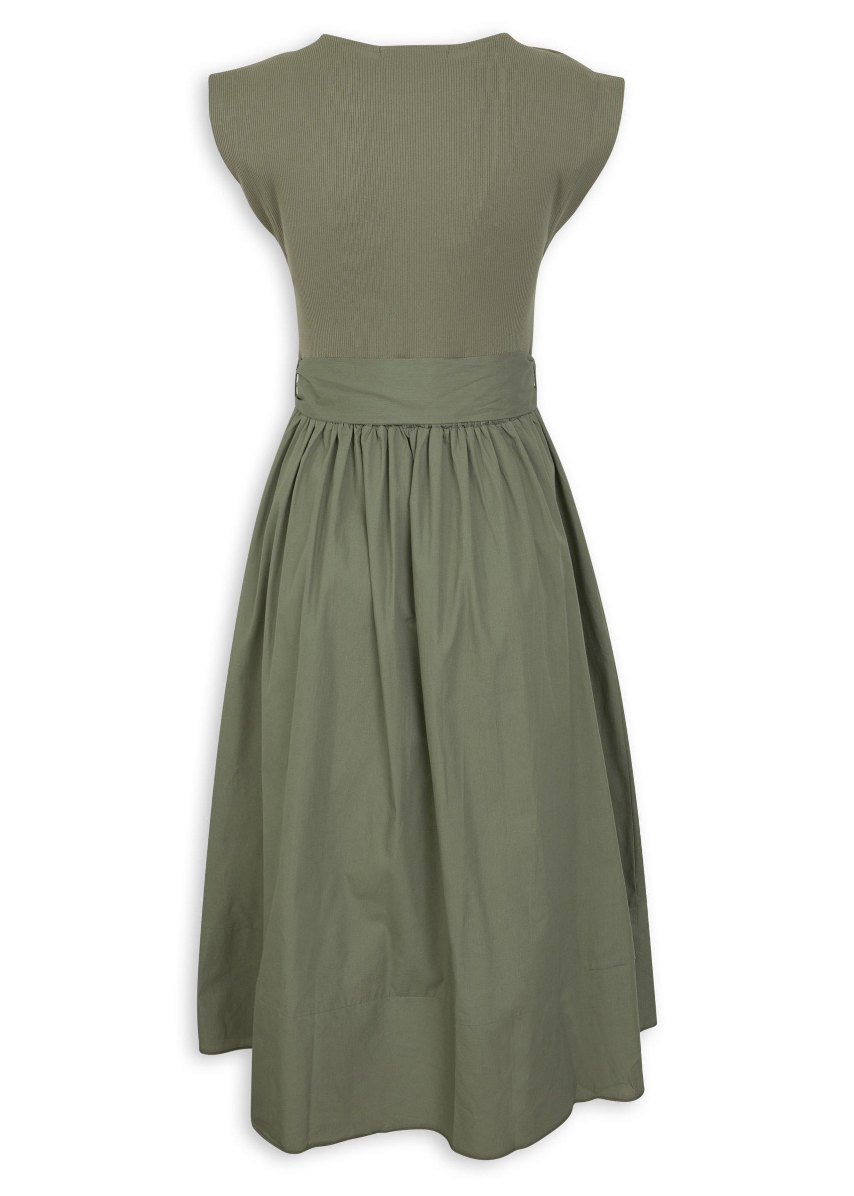 Sage Green Ruched Midi Dress (3249407) | Ginger Mary