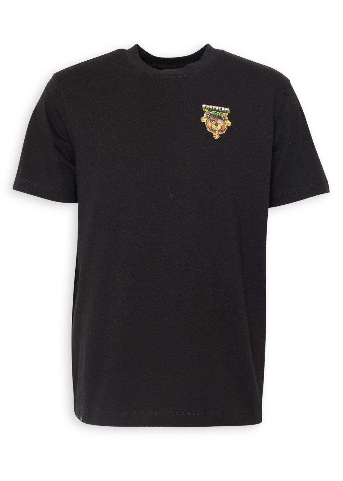 Black Back and Front Print T-shirt (3249408) | Exstream