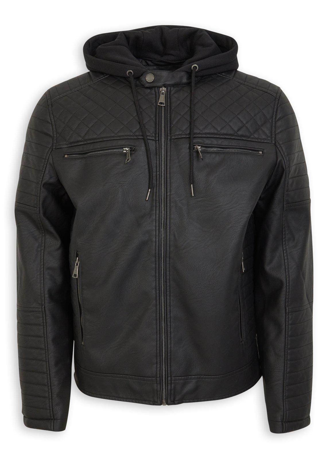 ジャケット・アウター UNKNOWN sweat riders jacket Black Hooded Biker Jacket (3249455) | Moskow