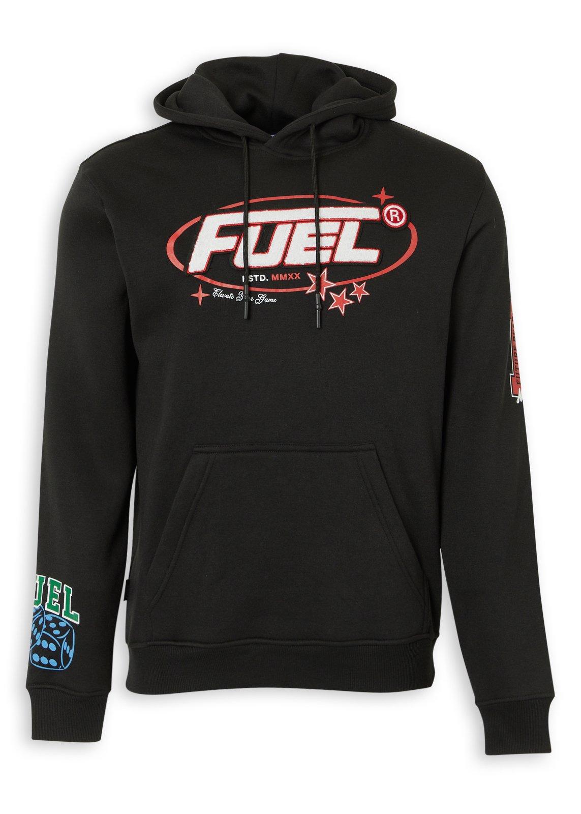 Black Back and Front Print Hoodie (3249575) | Fuel