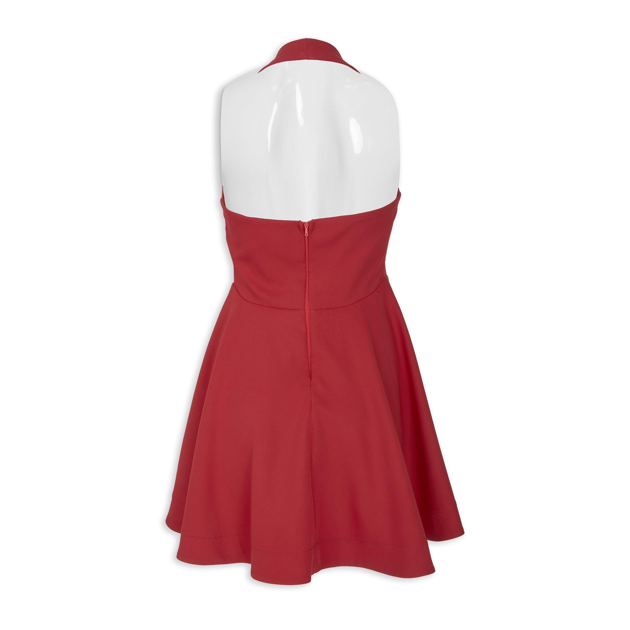 Red Halter Skater Dress (3249783) | Miss Friday