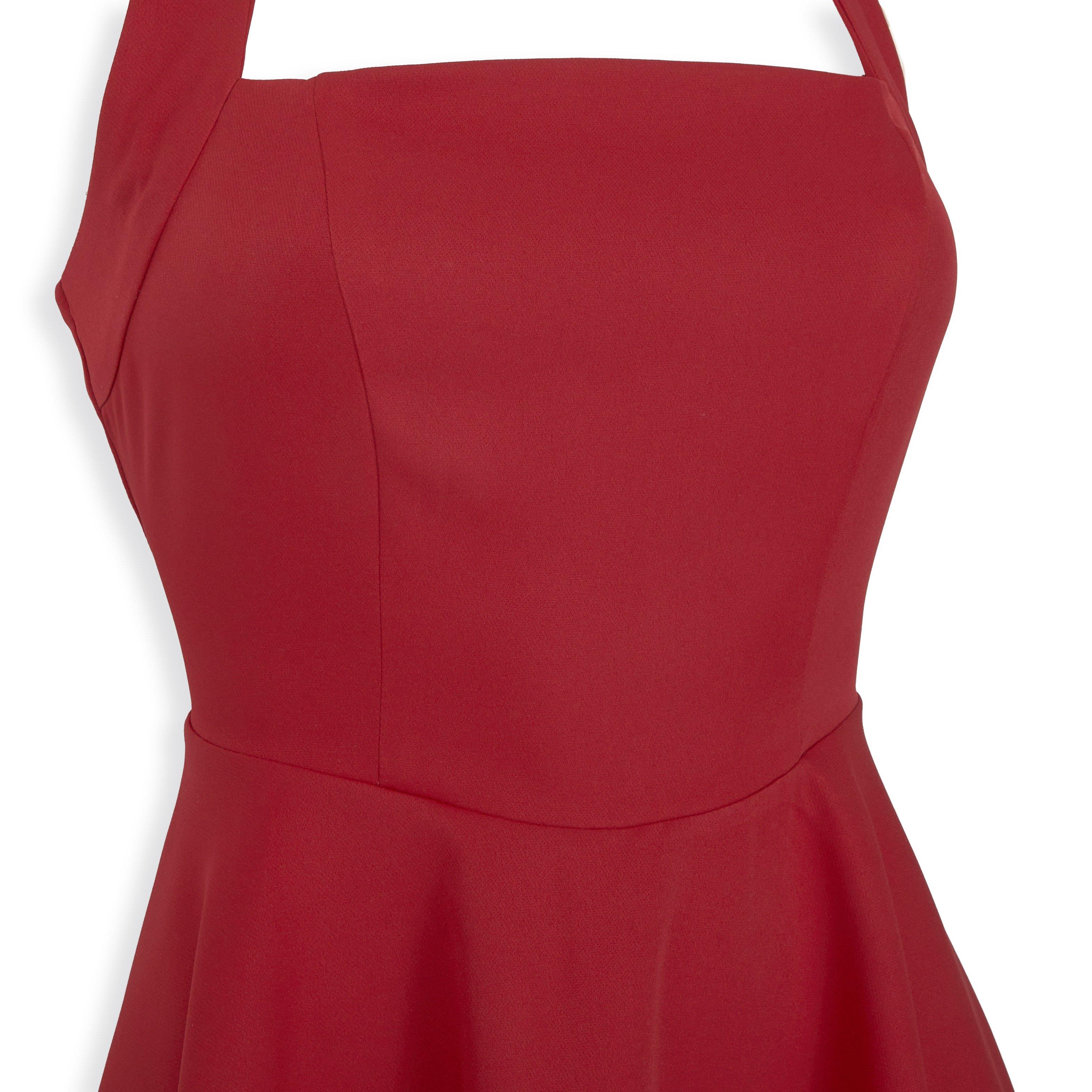 Red Halter Skater Dress (3249783) | Miss Friday