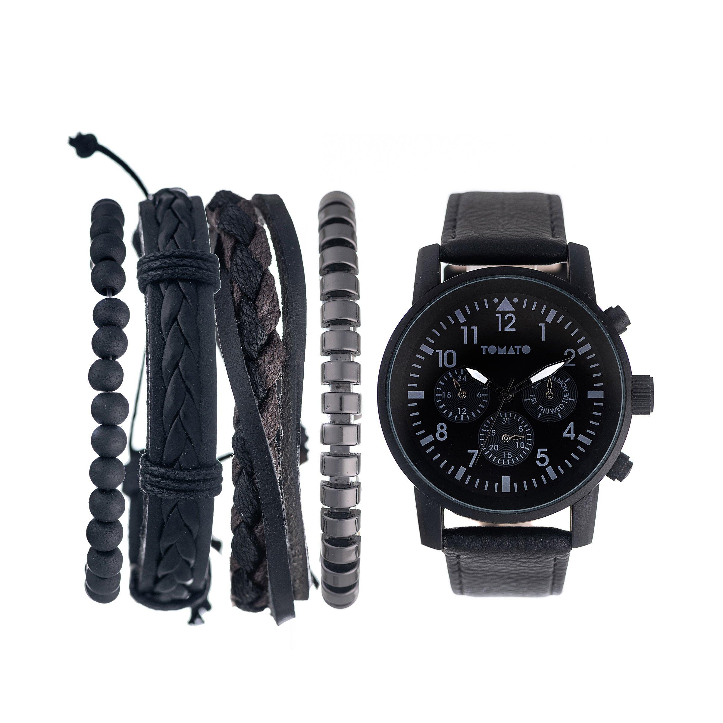 Black Bracelets Watch Set (3249964) | Tomato