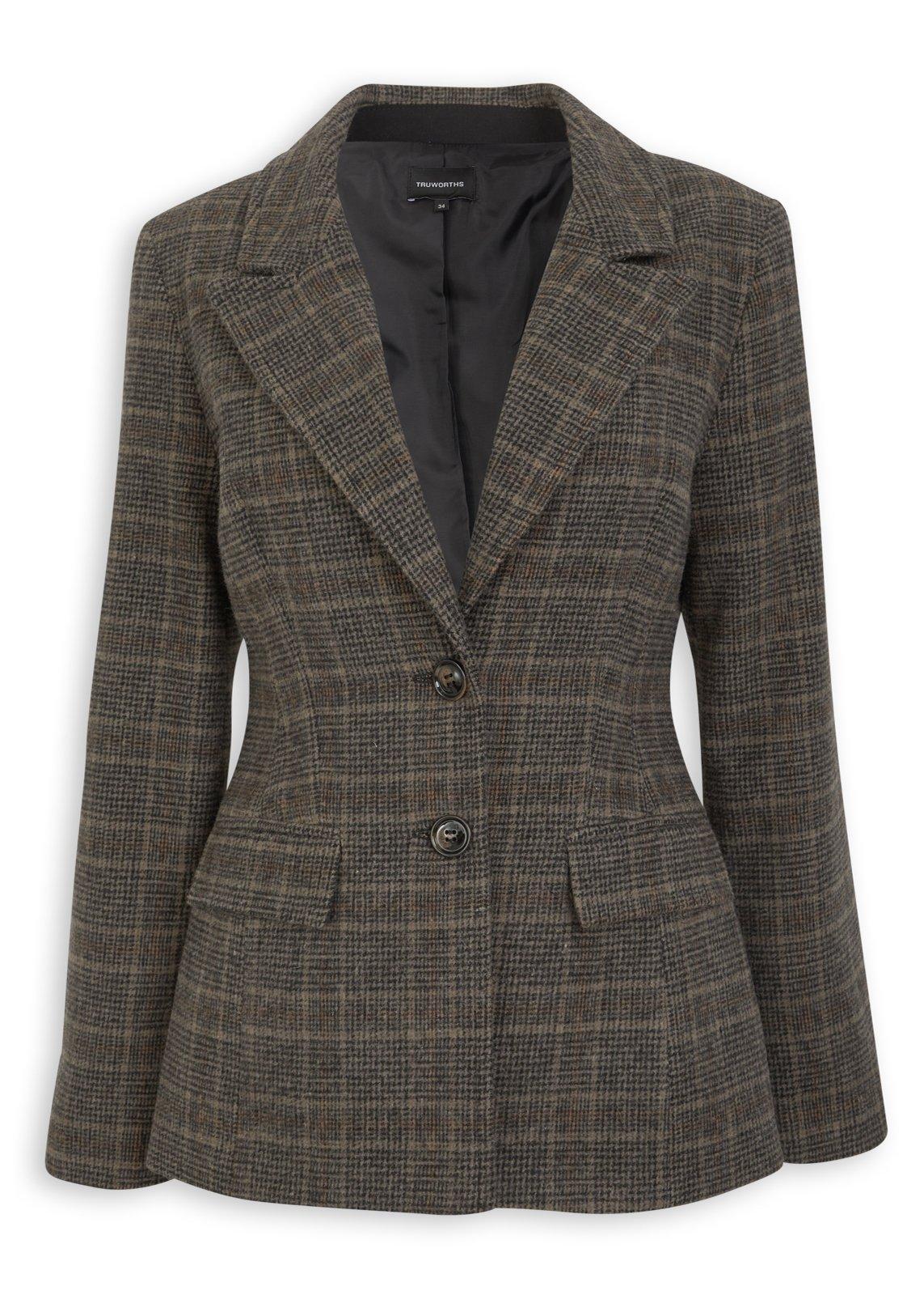 Grey Check Fitted Blazer (3250116) | Truworths