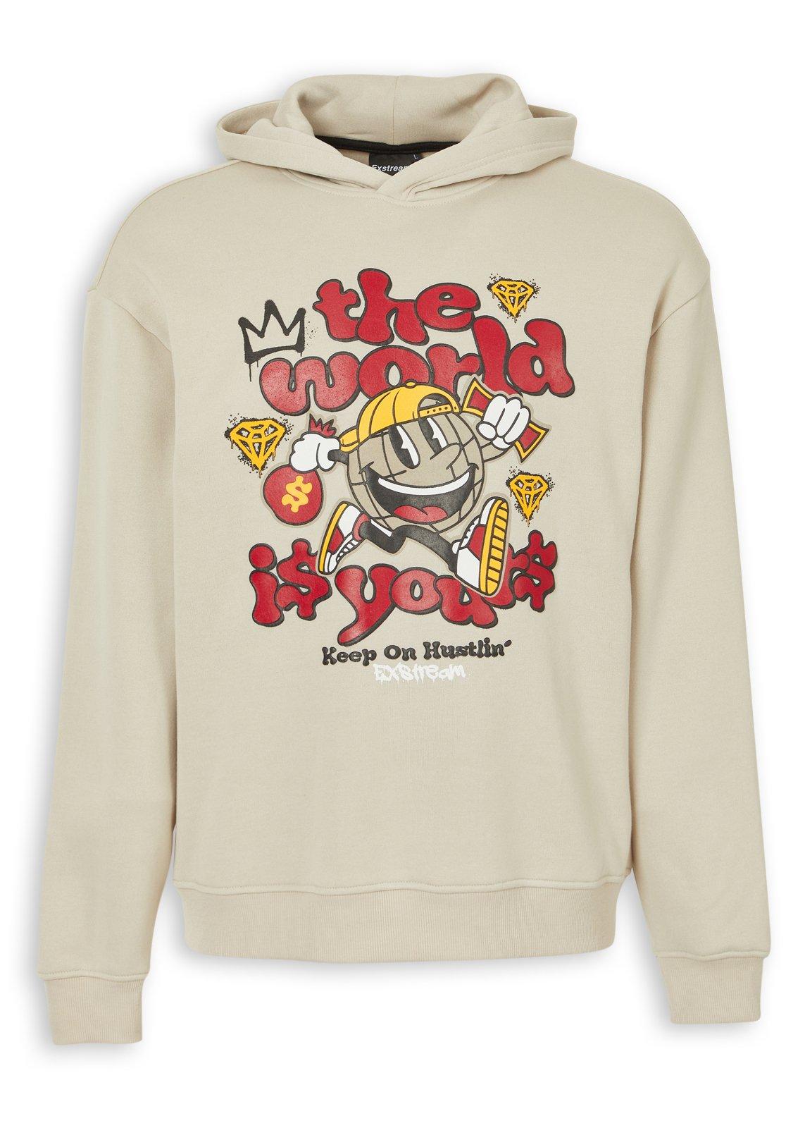 Beige Graphic Hoodie (3250153) | Exstream