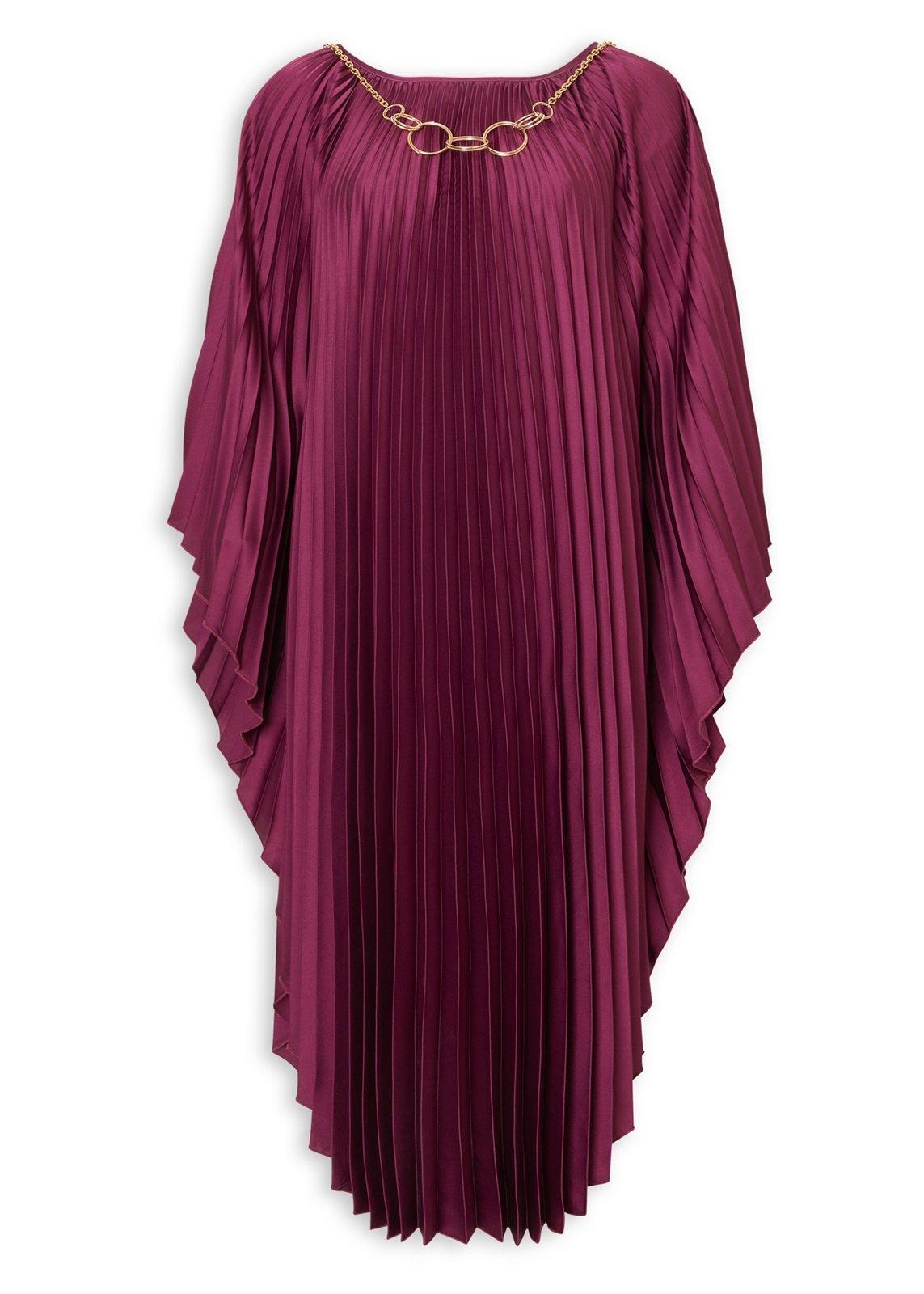 Plum Pleated Batwing Kaftan Dress (3250363) | Ginger Mary
