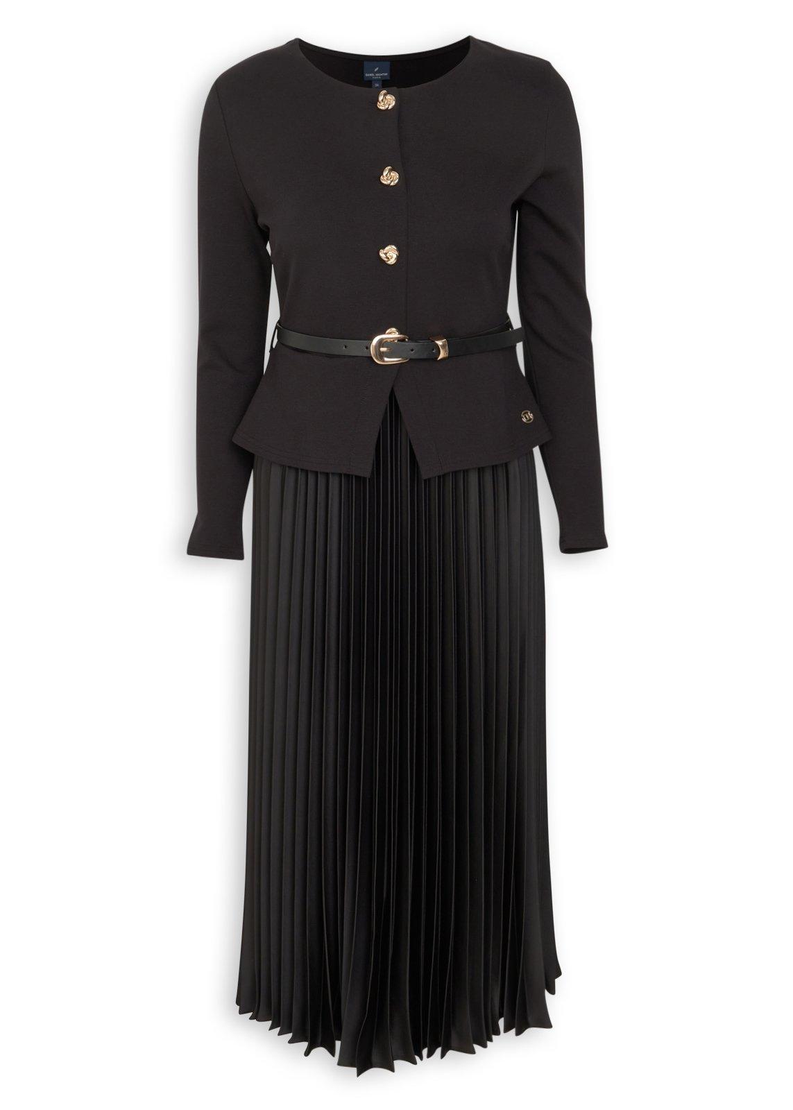 Belted Black Combo Dress (3250451) | Daniel Hechter