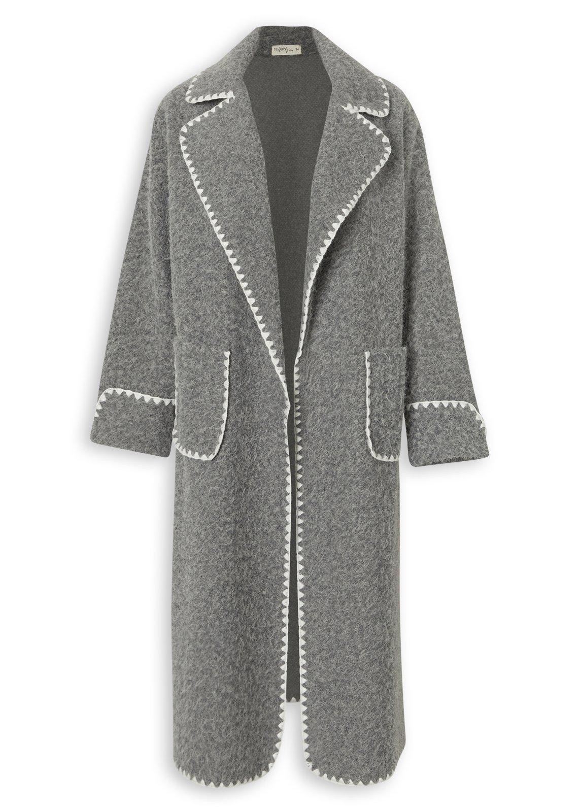 Grey Melton Edge Detail Coat (3250575) | Hey Betty