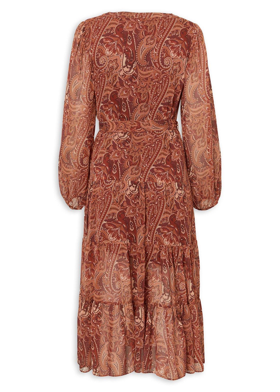 Rust Paisley Chiffon Midi Dress (3250663) | Daniel Hechter