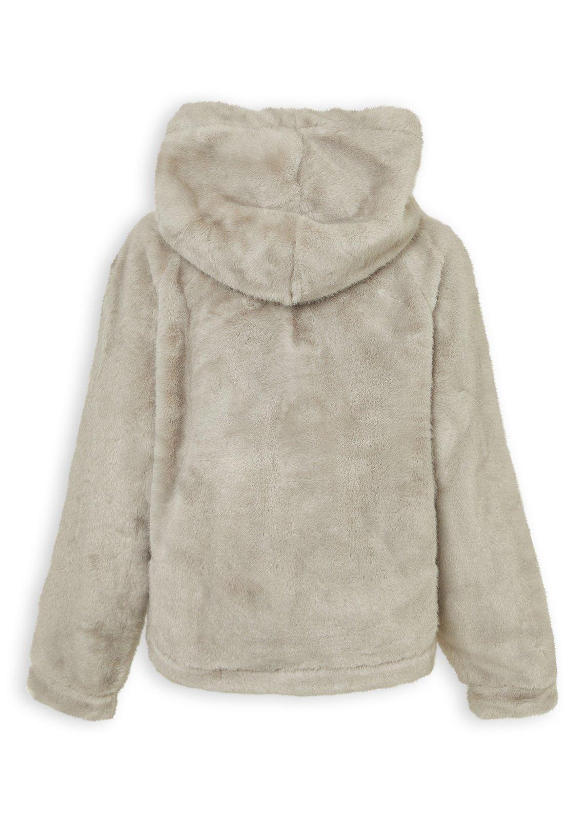 Beige Bonded Faux Fur Jacket (3250764) | Hey Betty