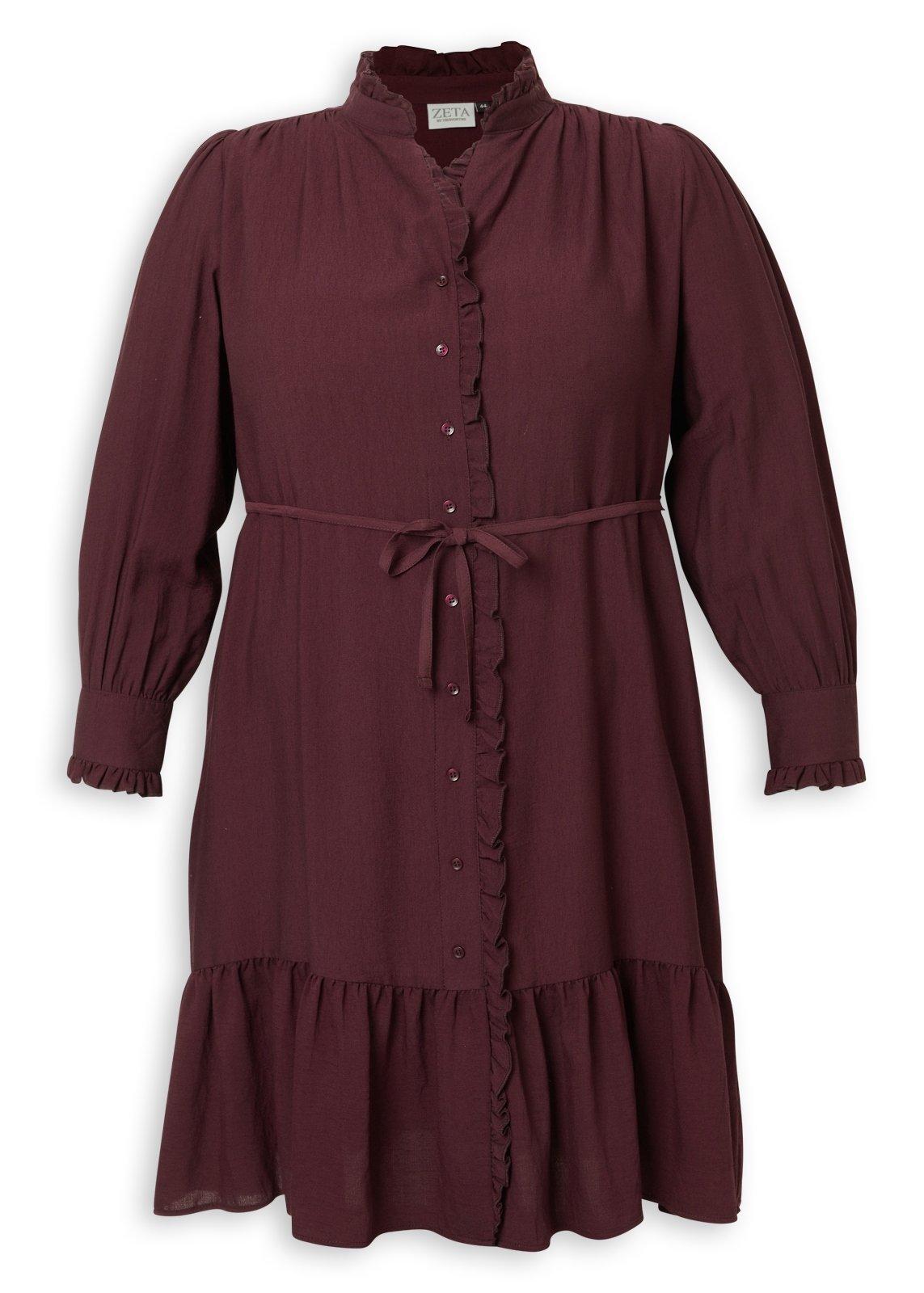Plum Ruffle Tie Plus Size Dress (3250793) | Zeta