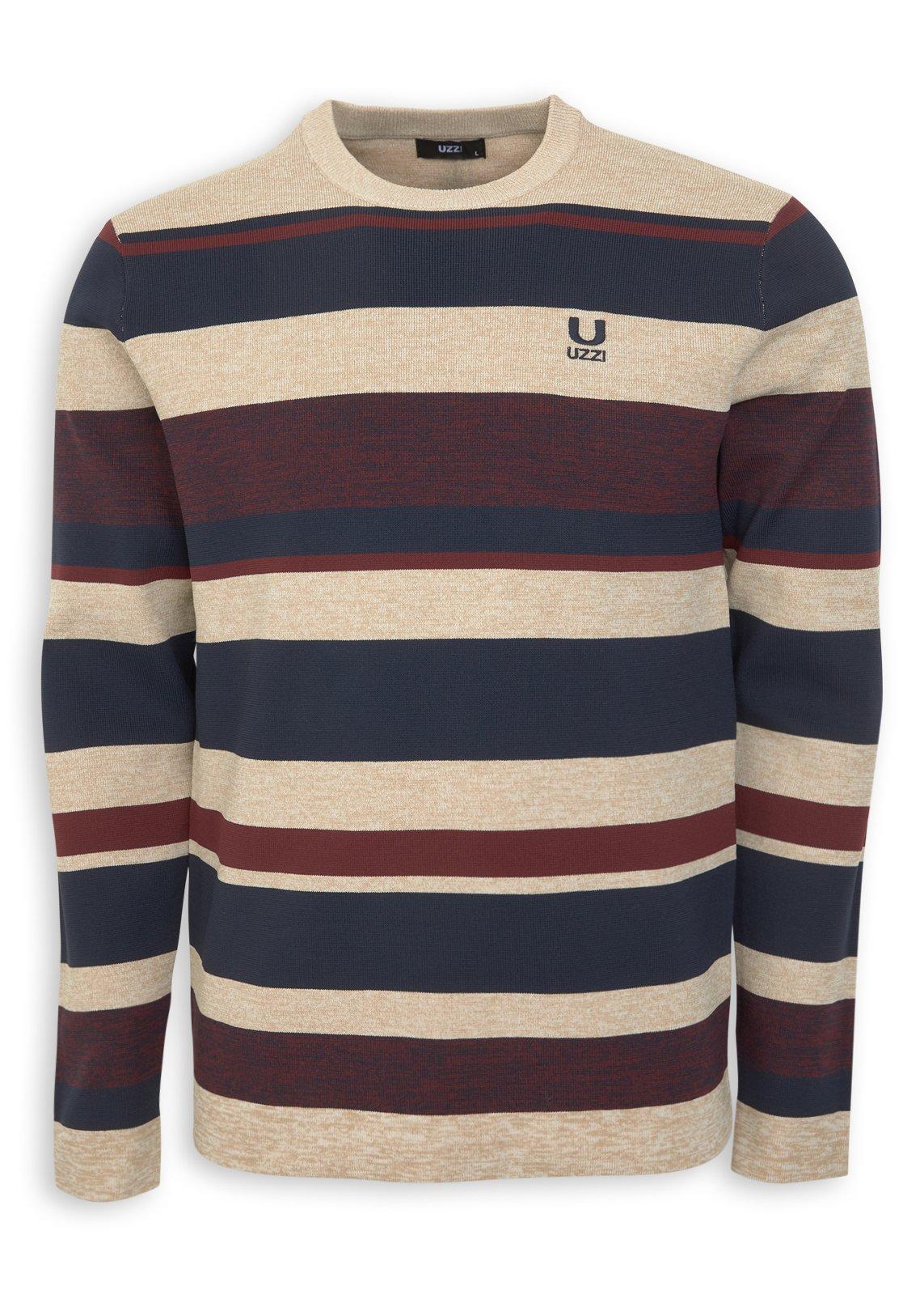 Beige Stripe Knit Sweater (3251124) | UZZI