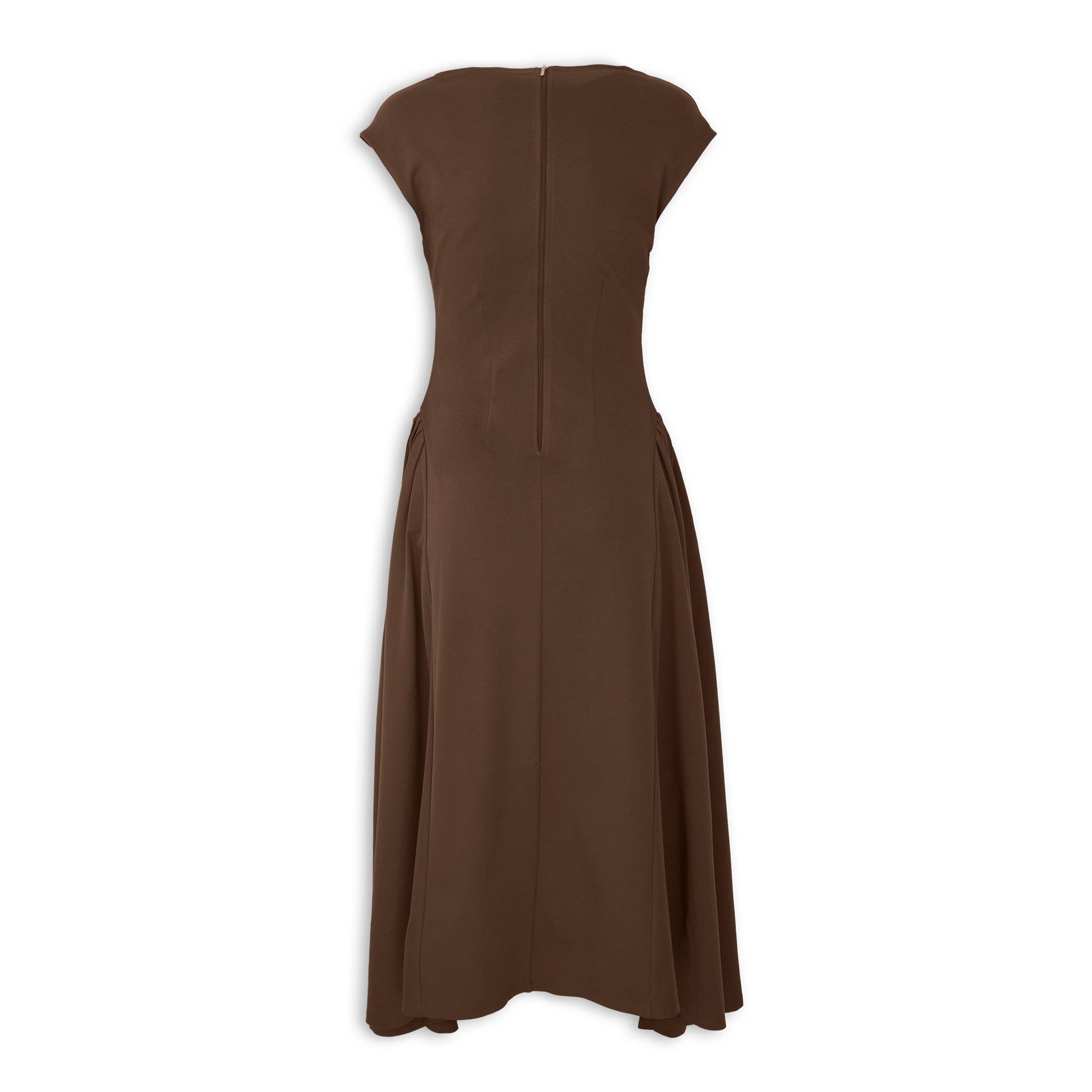 Brown Cap Sleeve Maxi Dress (3251577)