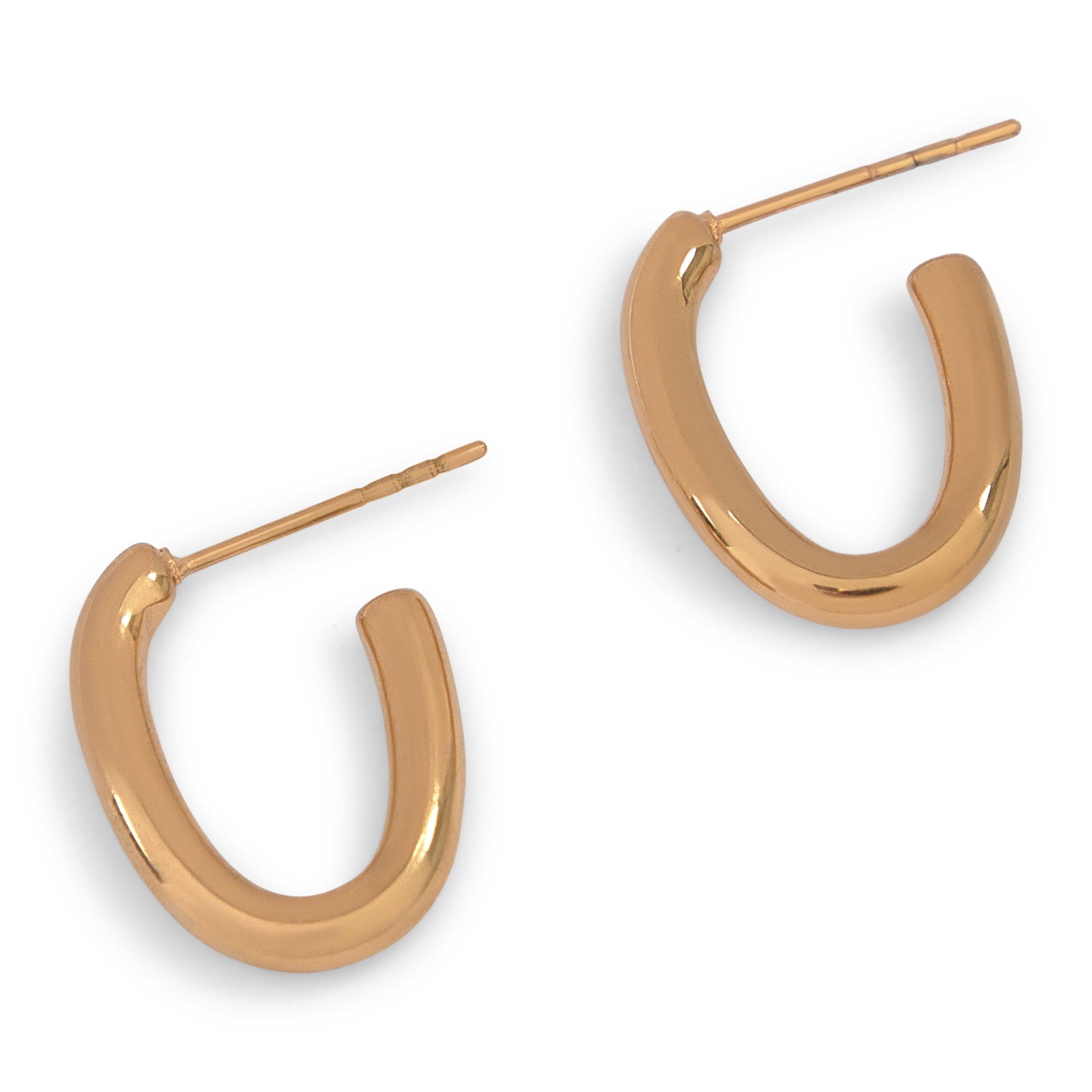 Gold Open Oval C-Hoop Earrings (3251693) | ME