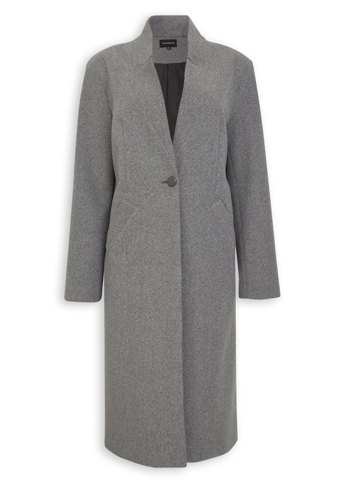 Grey Melange Single Button Coat (3251939) | Truworths