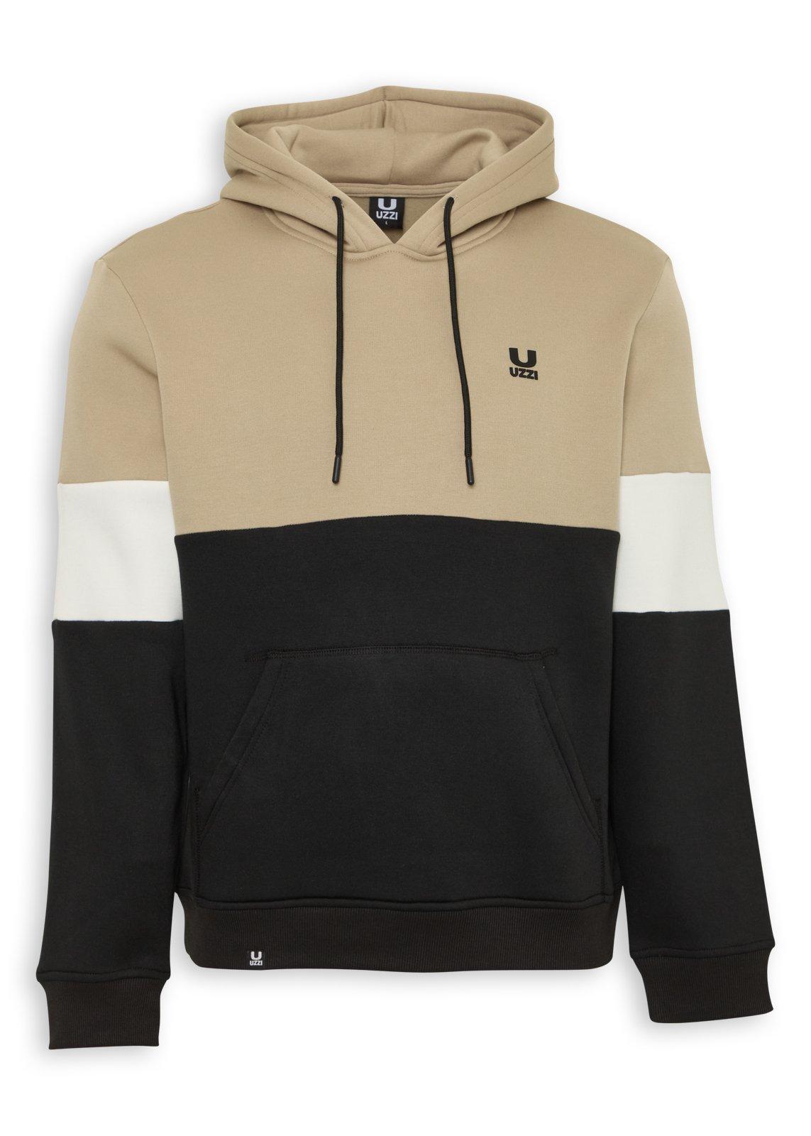 Beige Colourblocked Hoodie (3251961) | UZZI