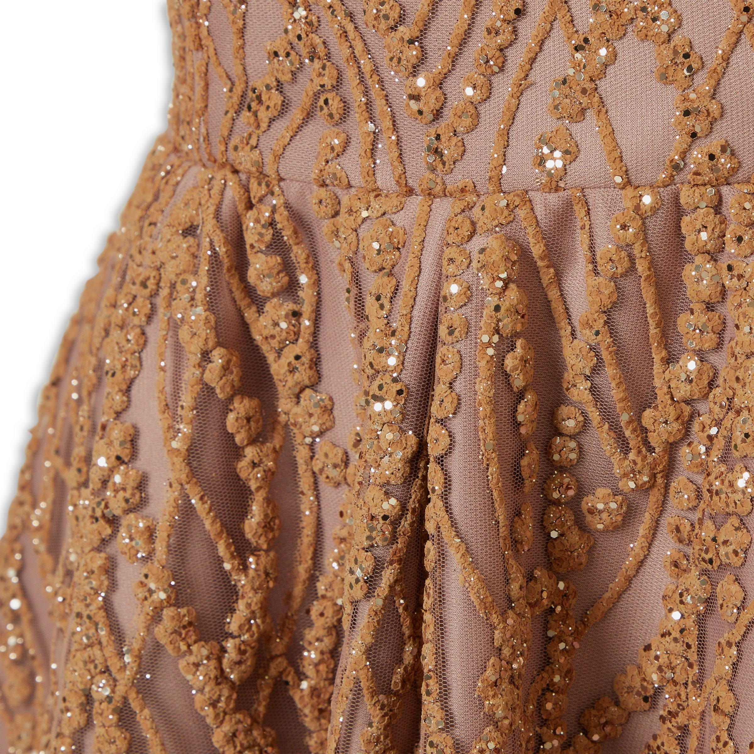 Gold Glitter Party Dress (3252195)