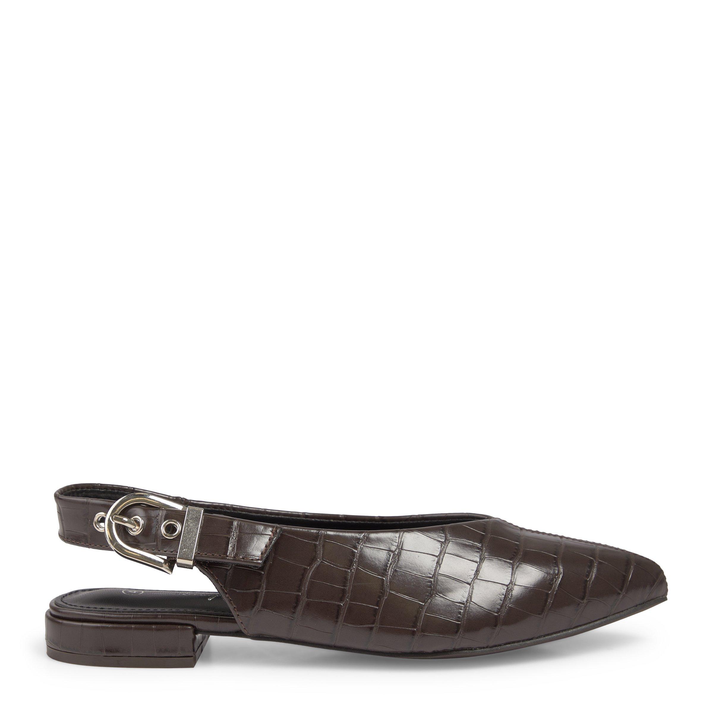Brown Croc-Effect Slingback Flats (3252275) | Identity