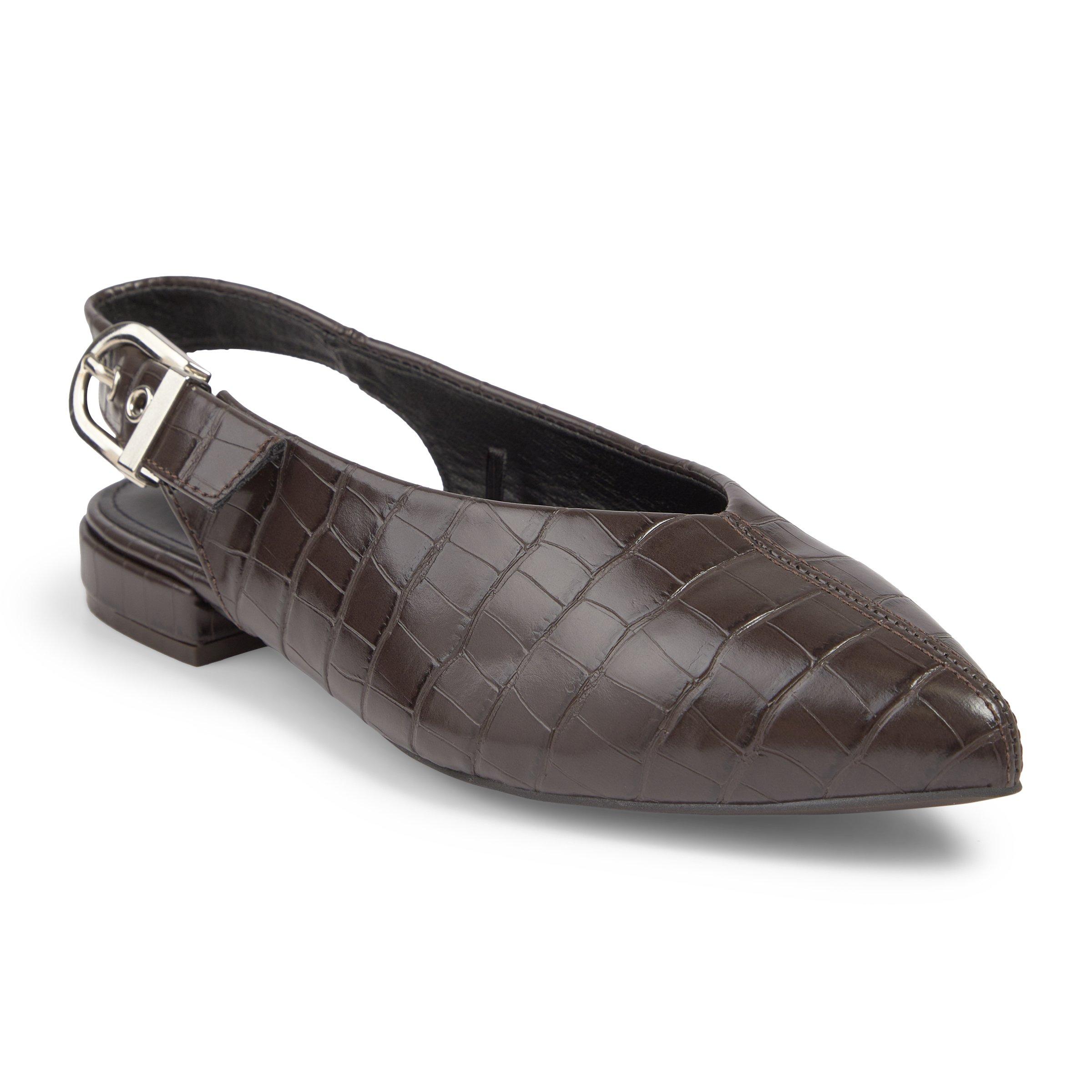 Brown Croc-Effect Slingback Flats (3252275) | Identity