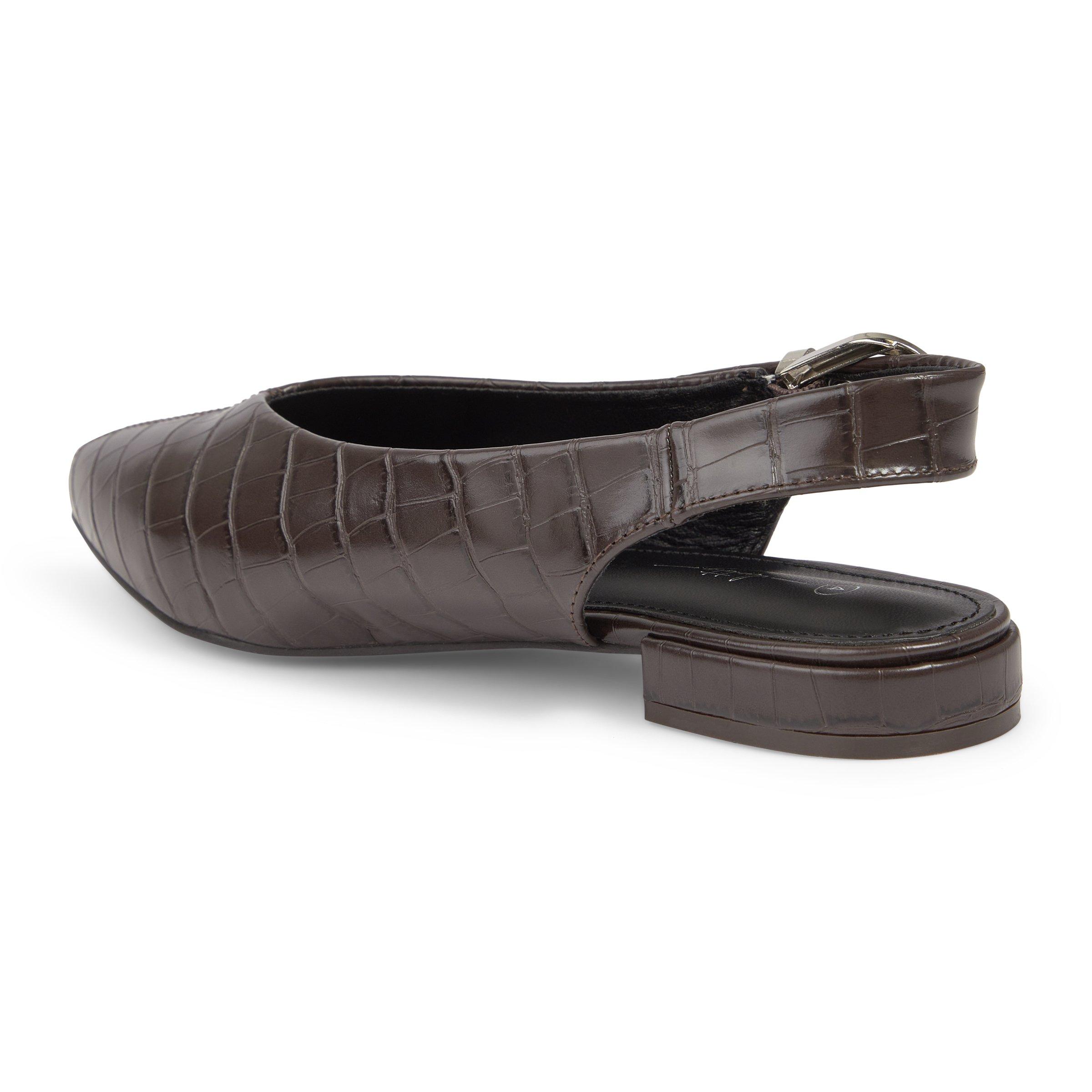 Brown Croc-Effect Slingback Flats (3252275) | Identity
