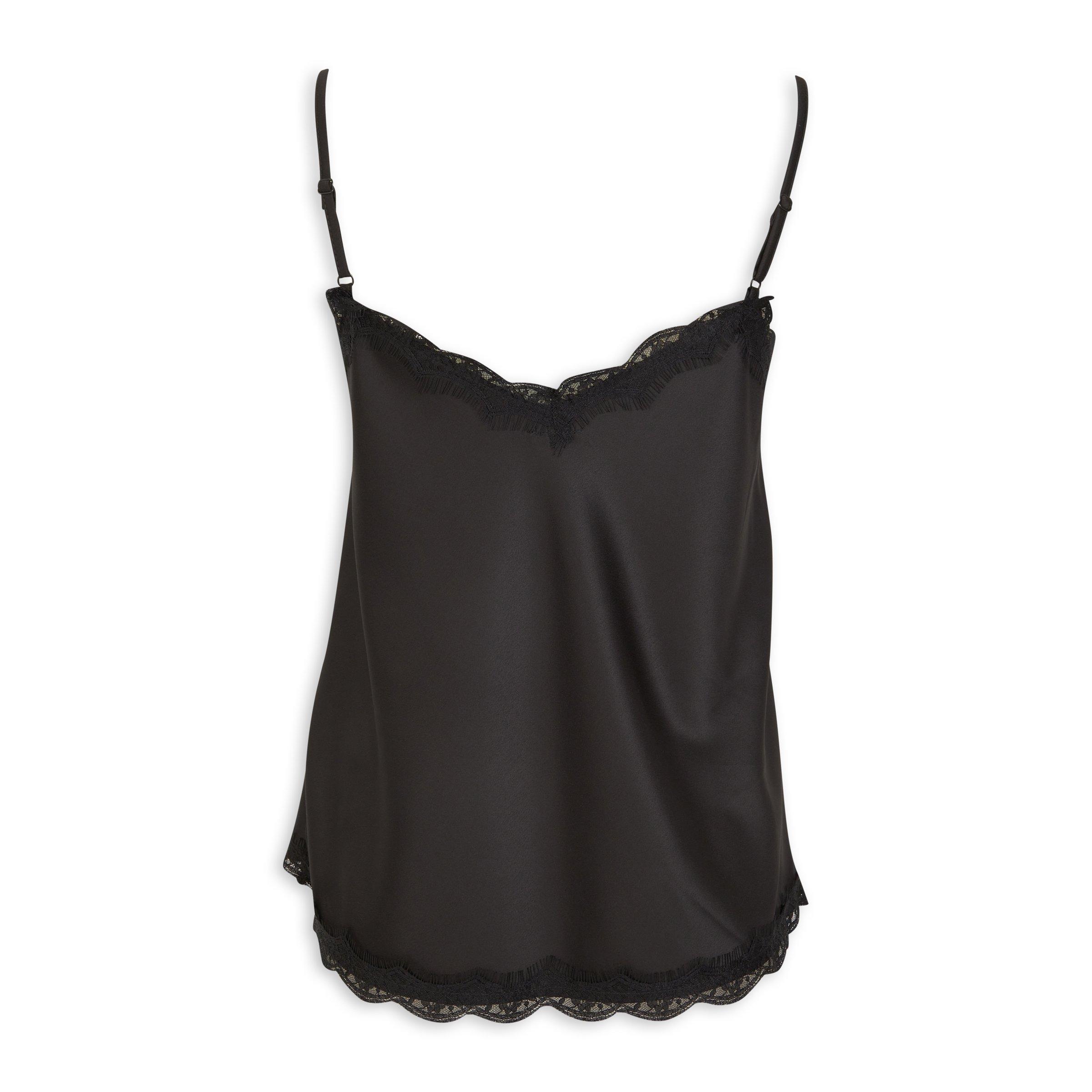 トップス PRANKPROJECT Satin Cami Tunic Black Satin Lace Trim Cami (3252291) | Identity