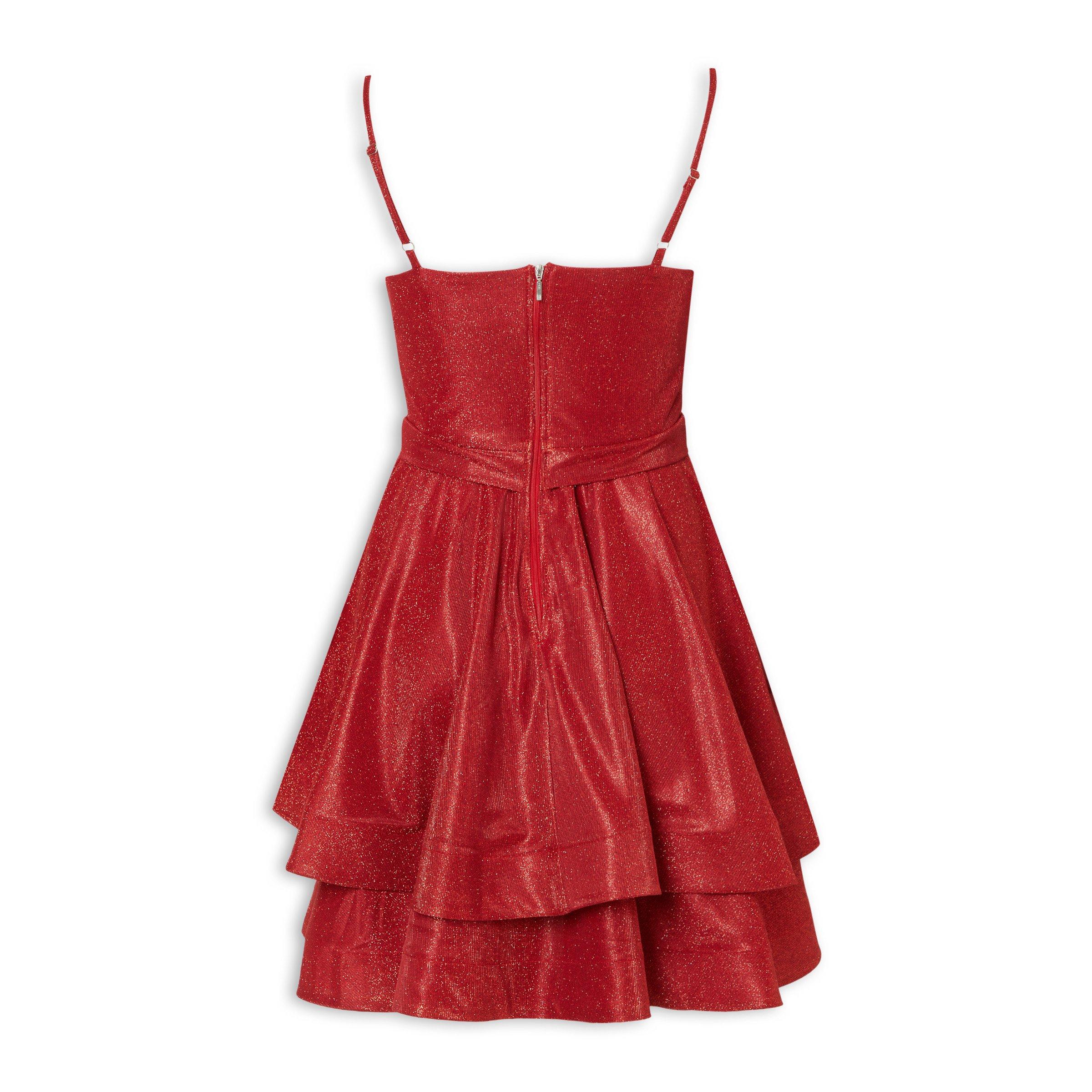 Red Sparkle Tiered Mini Dress (3252329) | RSVP