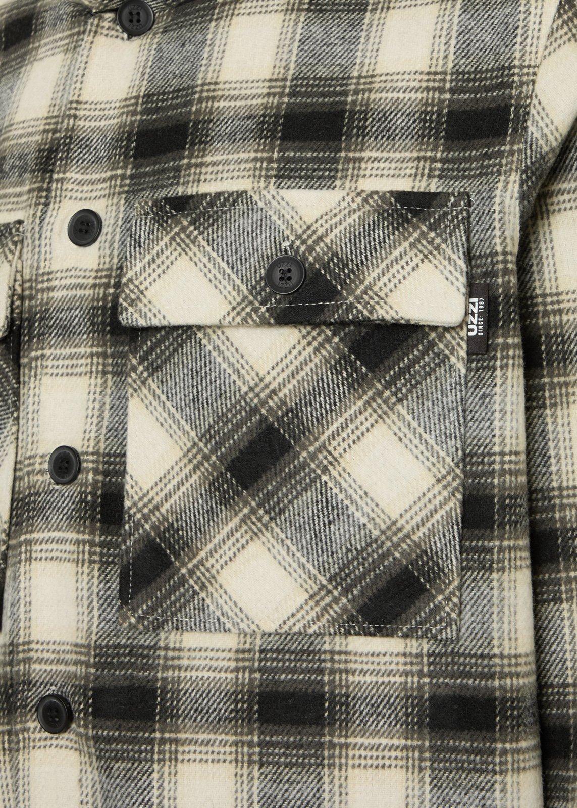 Black Check Hooded Overshirt (3252334) | UZZI