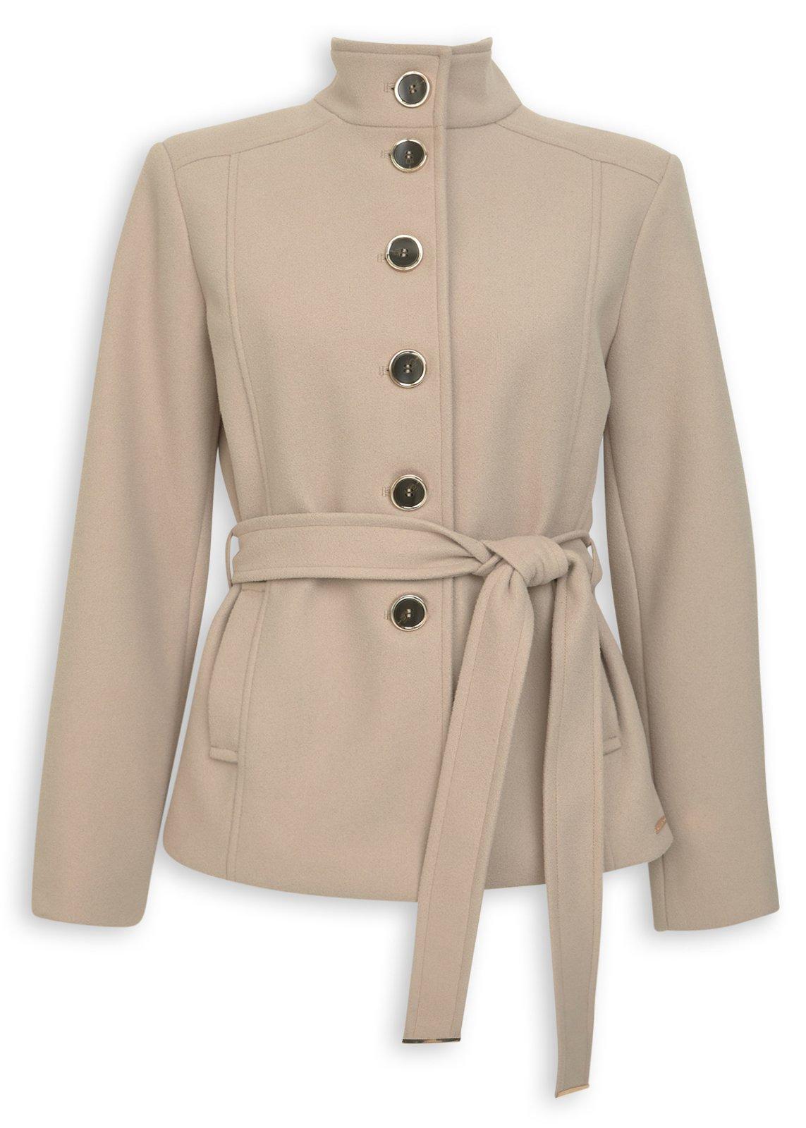 Beige Belted Melton Jacket (3252357) | Daniel Hechter