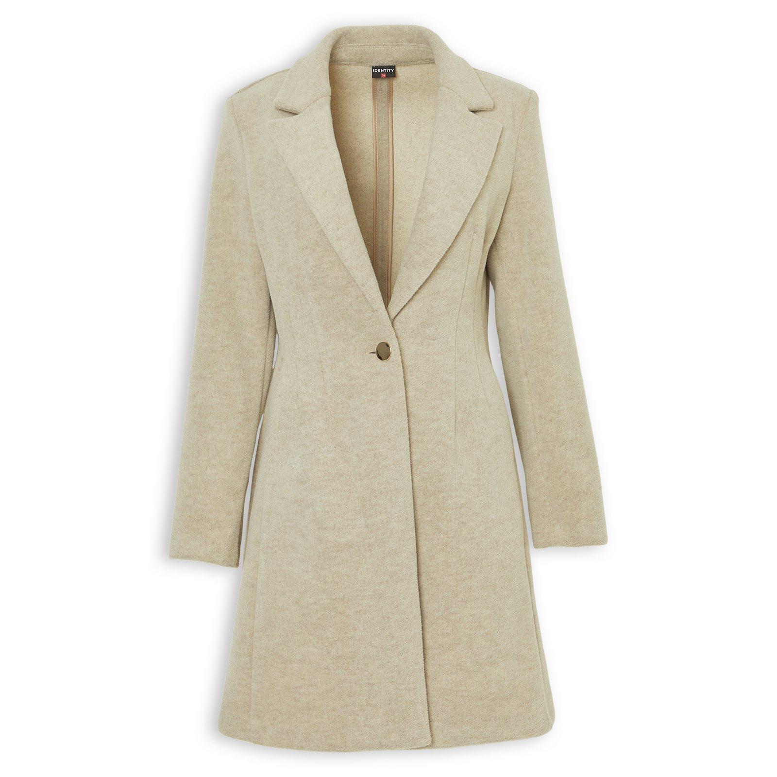 Natural Short Belted Trench Melton Coat (3252359) | Identity