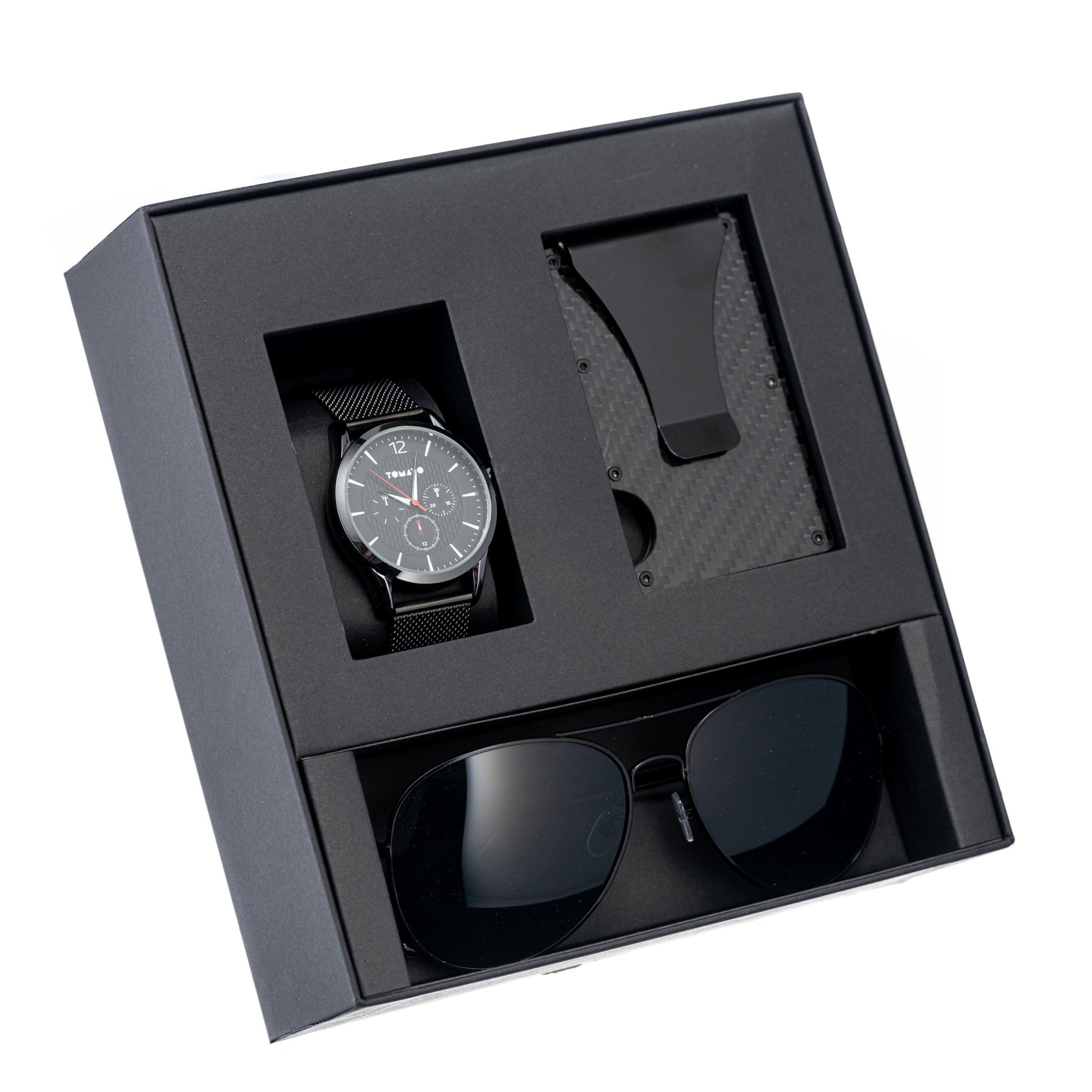 Black Mesh Watch Set (3252510) | Tomato