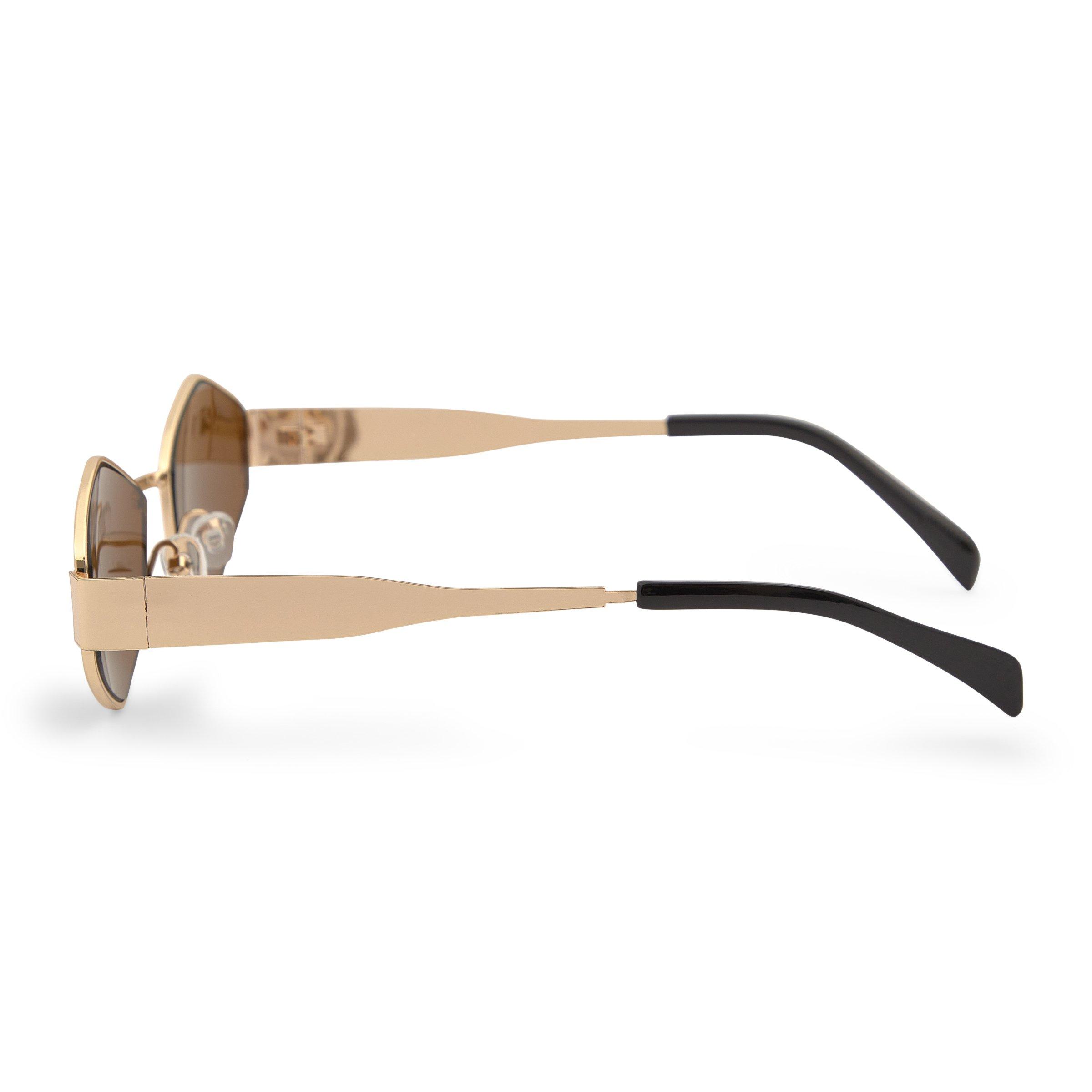 Gold Hexagon Brown Sunglasses (3252722) | Avanglion Sunglasses