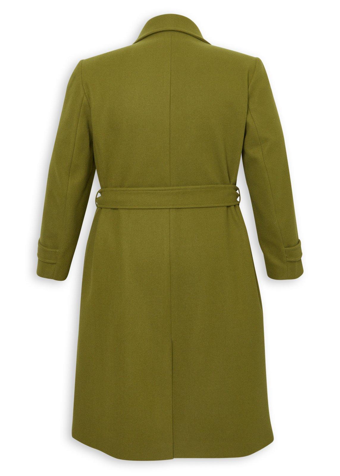 Olive Green Melton Plus Size Coat (3252974) | Zeta