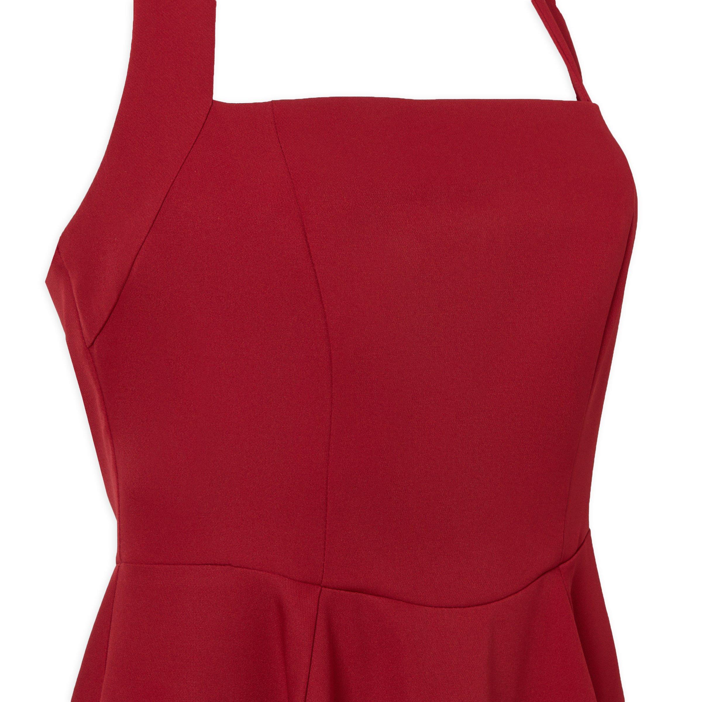 Red Halter Midi Dress (3253182) | Miss Friday