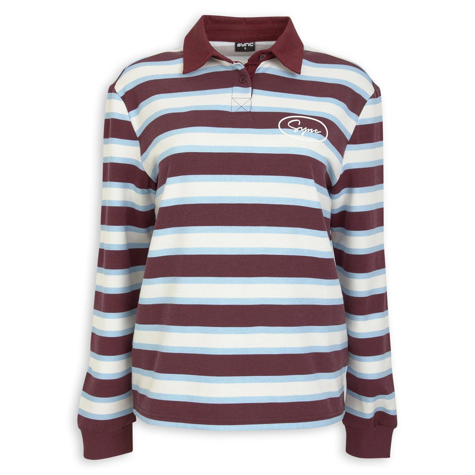 Burgundy Stripe Rugby Sweat Top (3253606) | Identity X Sync