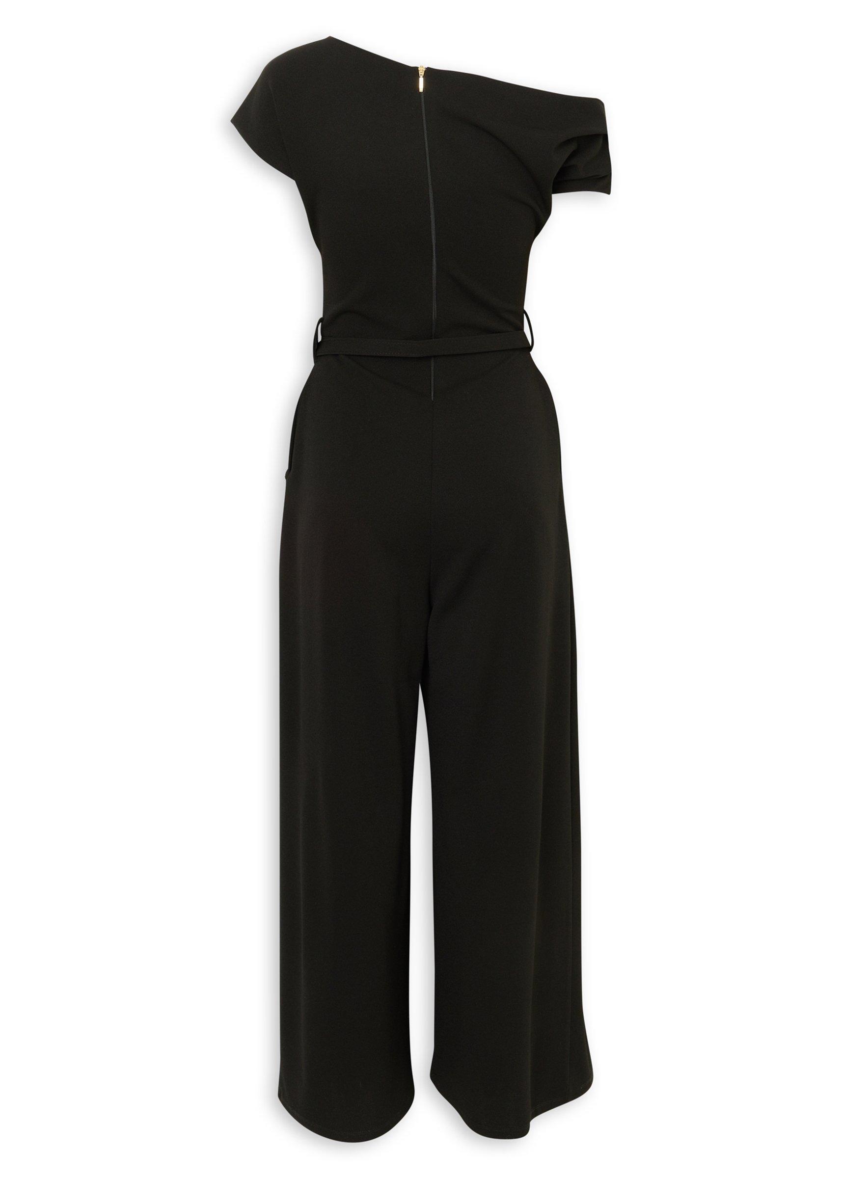 Black One-Shoulder Belted Jumpsuit (3253621) | Daniel Hechter
