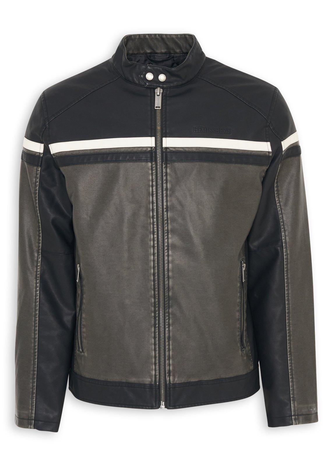 Grey Colourblocked Biker Jacket (3253630) | Hemisphere