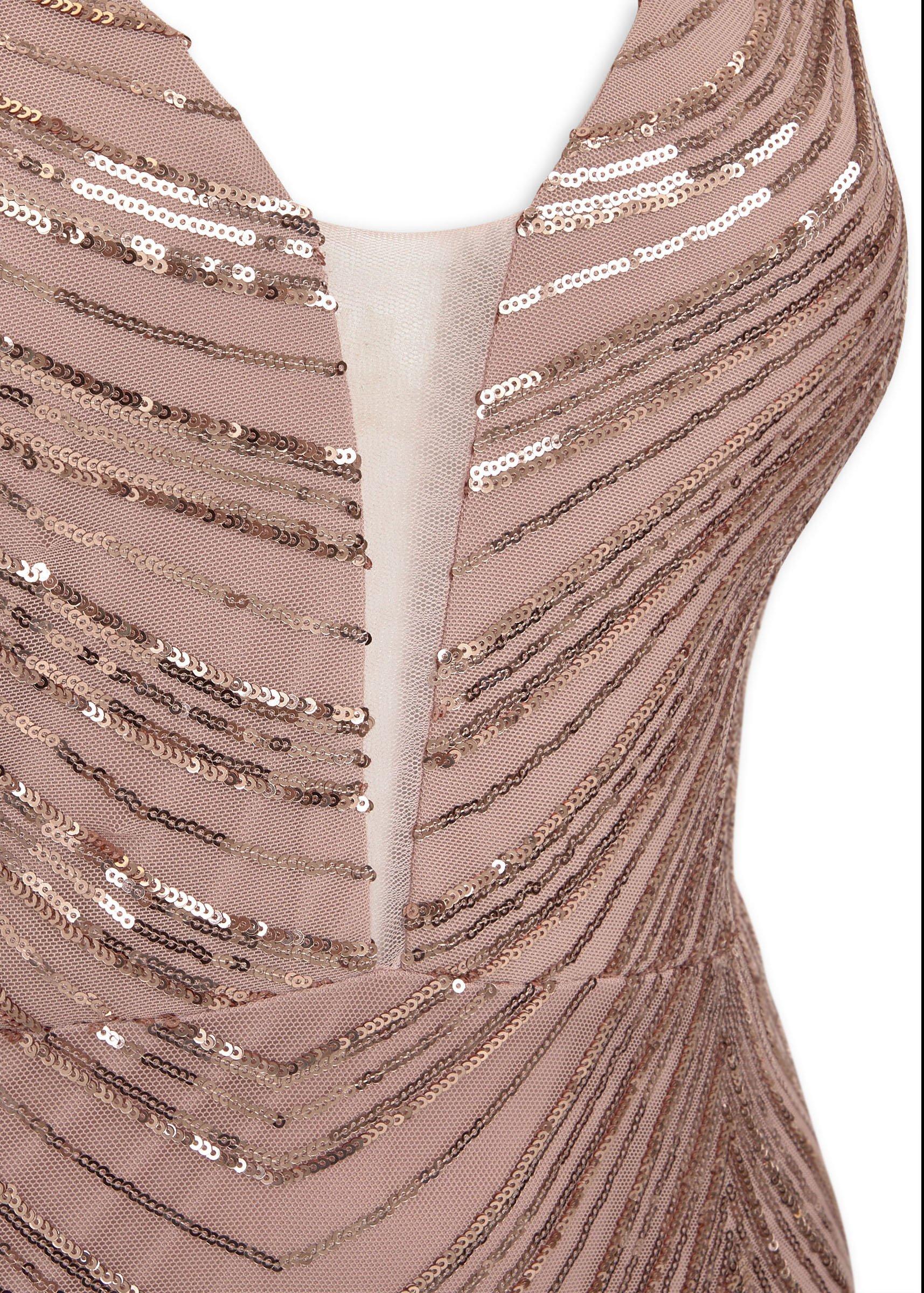 Dusty Pink Sequin V-Neck Mermaid Gown (3253772) | Emily Moon