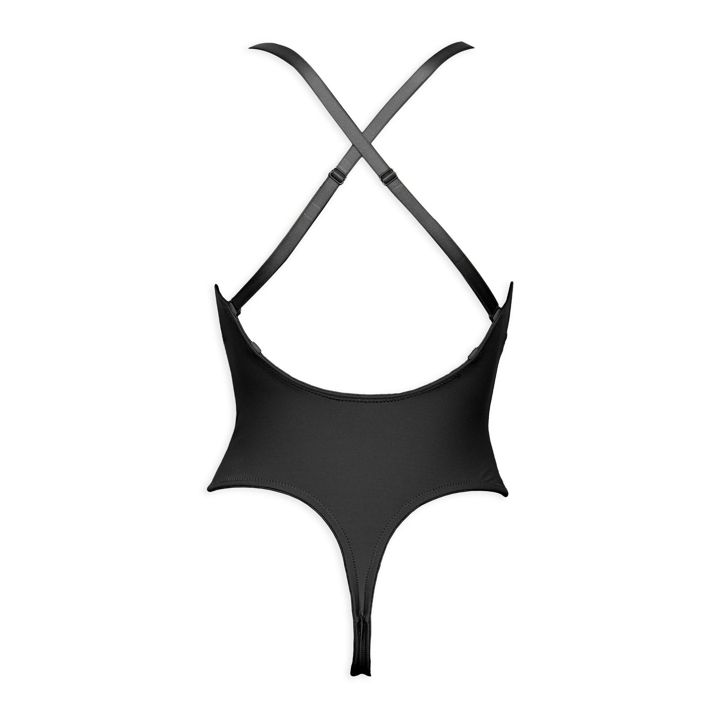 Black Low Back Plunge Bodysuit (3253786) | Curvy Betty