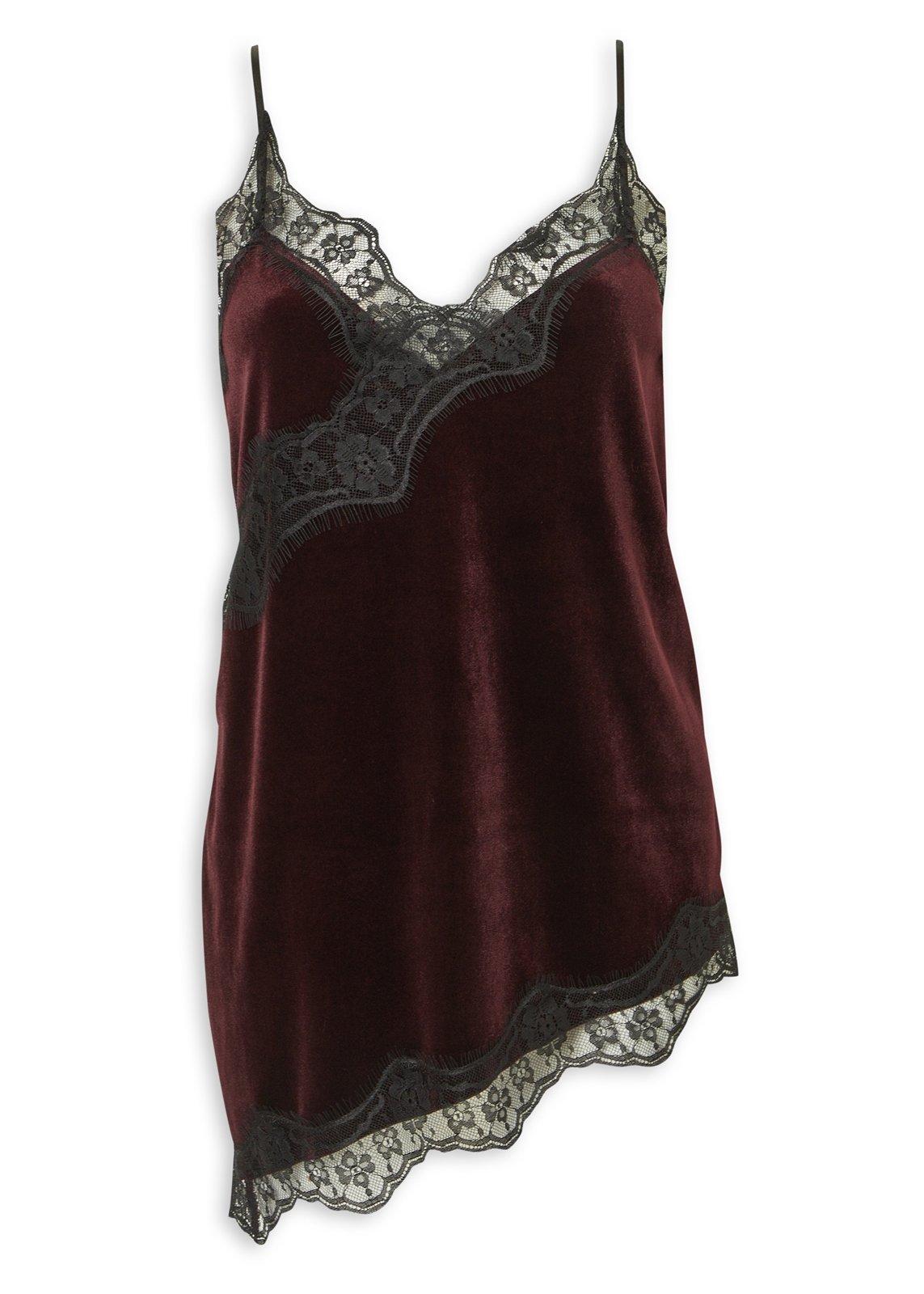 トップス TORNADO MART FEMME velour camisole Burgundy Velvet & Lace Trim Camisole (3253797) | Truworths