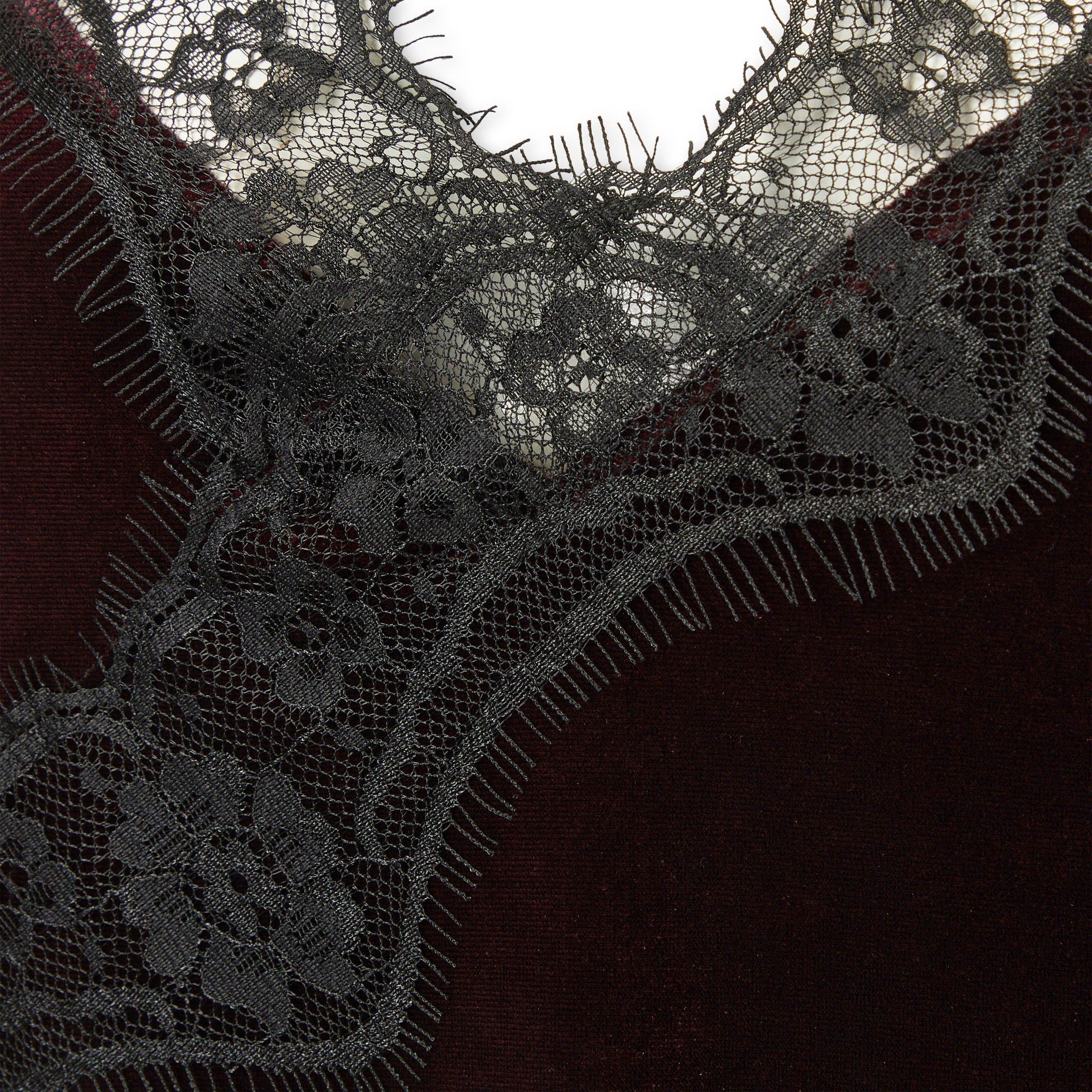Burgundy Velvet & Lace Trim Camisole (3253797) | Truworths