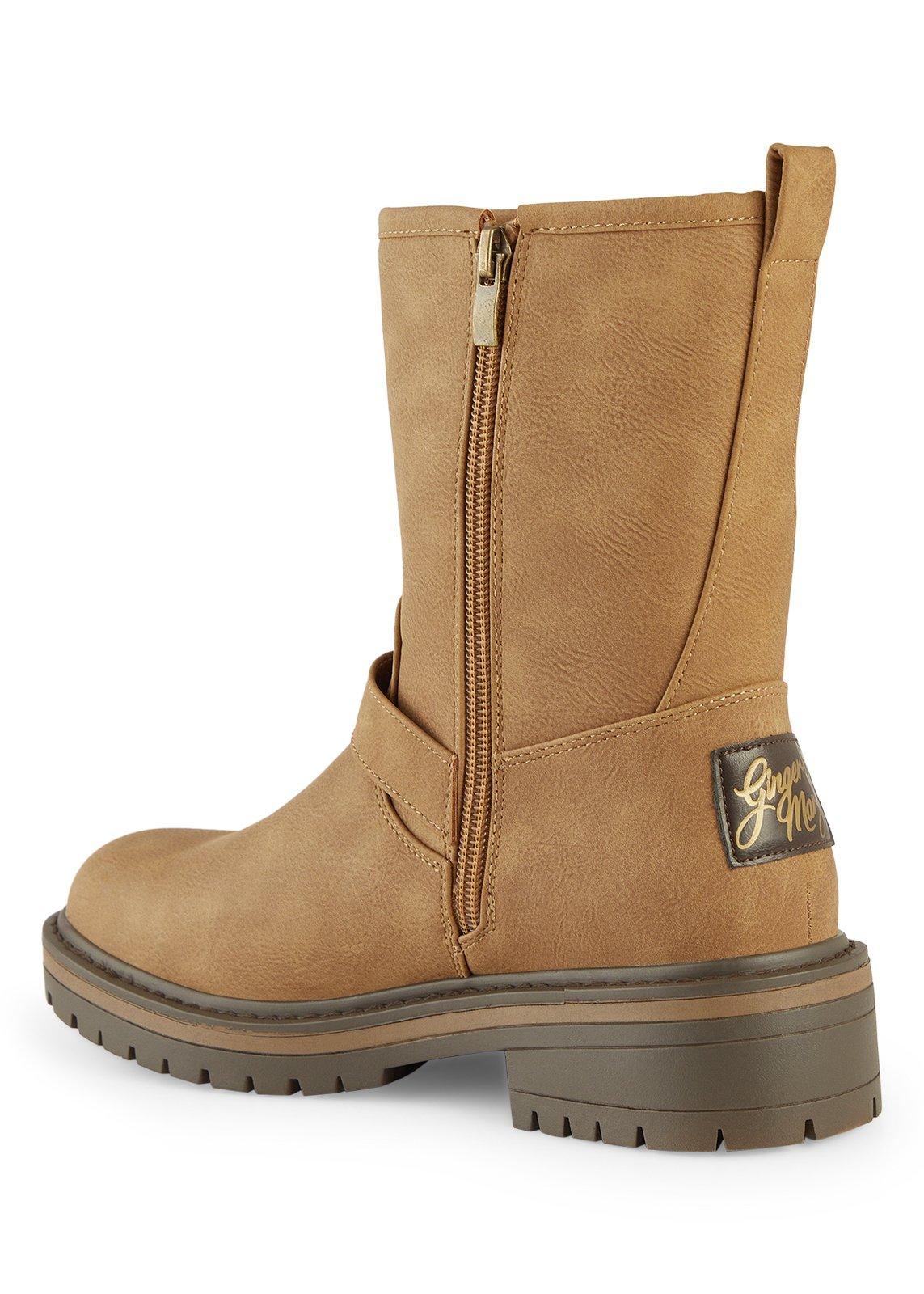 Camel Buckle Pull On Boots (3253961) | Ginger Mary