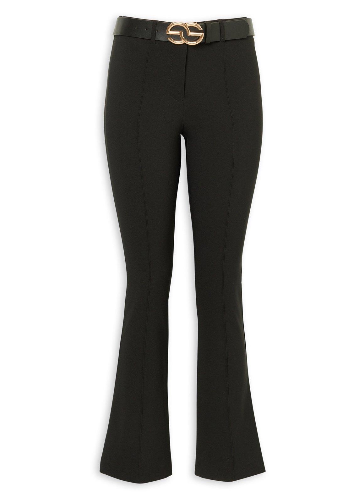 Black Flare Leg Trousers with Gold Belt (3254013) | Truworths