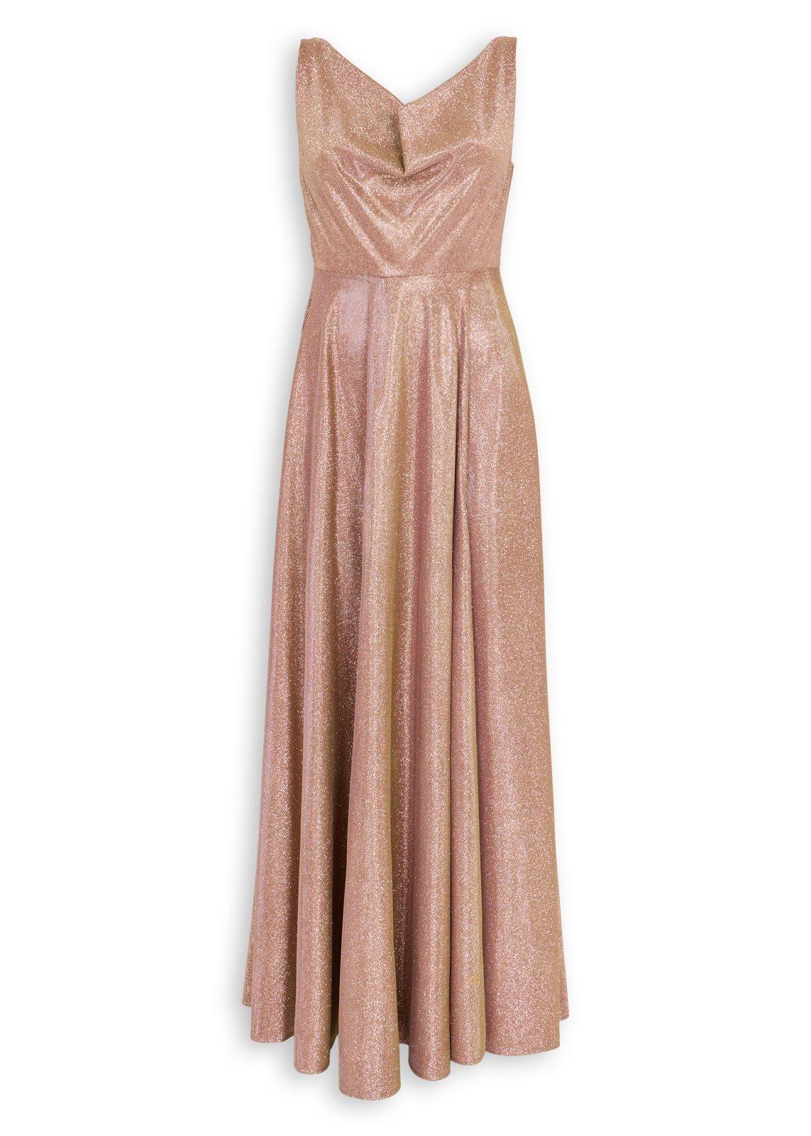 Pale Pink Shimmer Cowl Maxi Dress