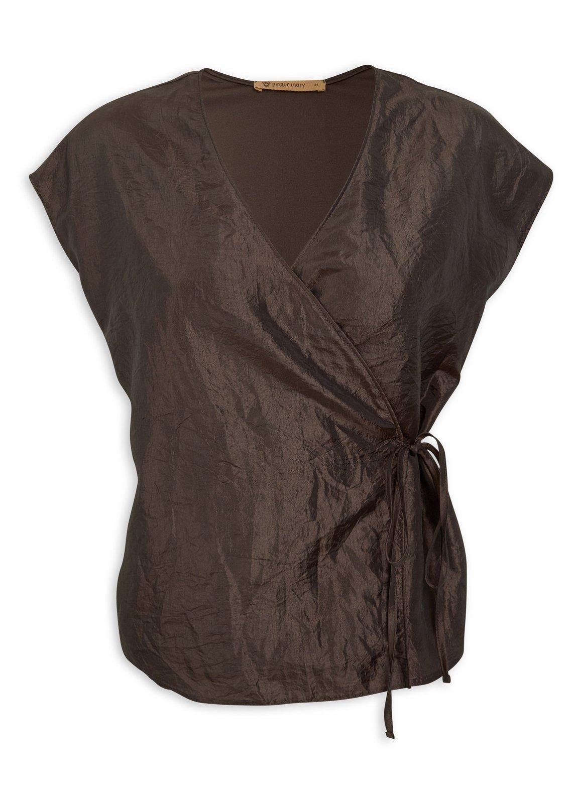 トップス UN3D. W WRAP SHIRT CAMISOLE 2025SS Brown Sleeveless Wrap Top (3254276) | Ginger Mary