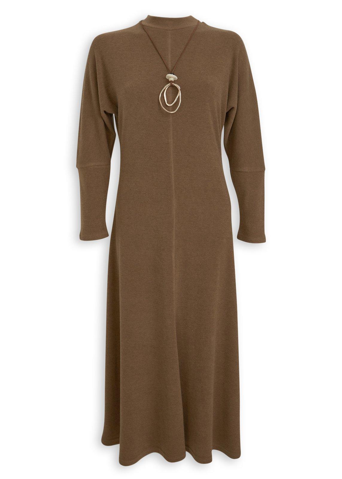 Brown Dolman Dress with Necklace (3254299) | Ginger Mary