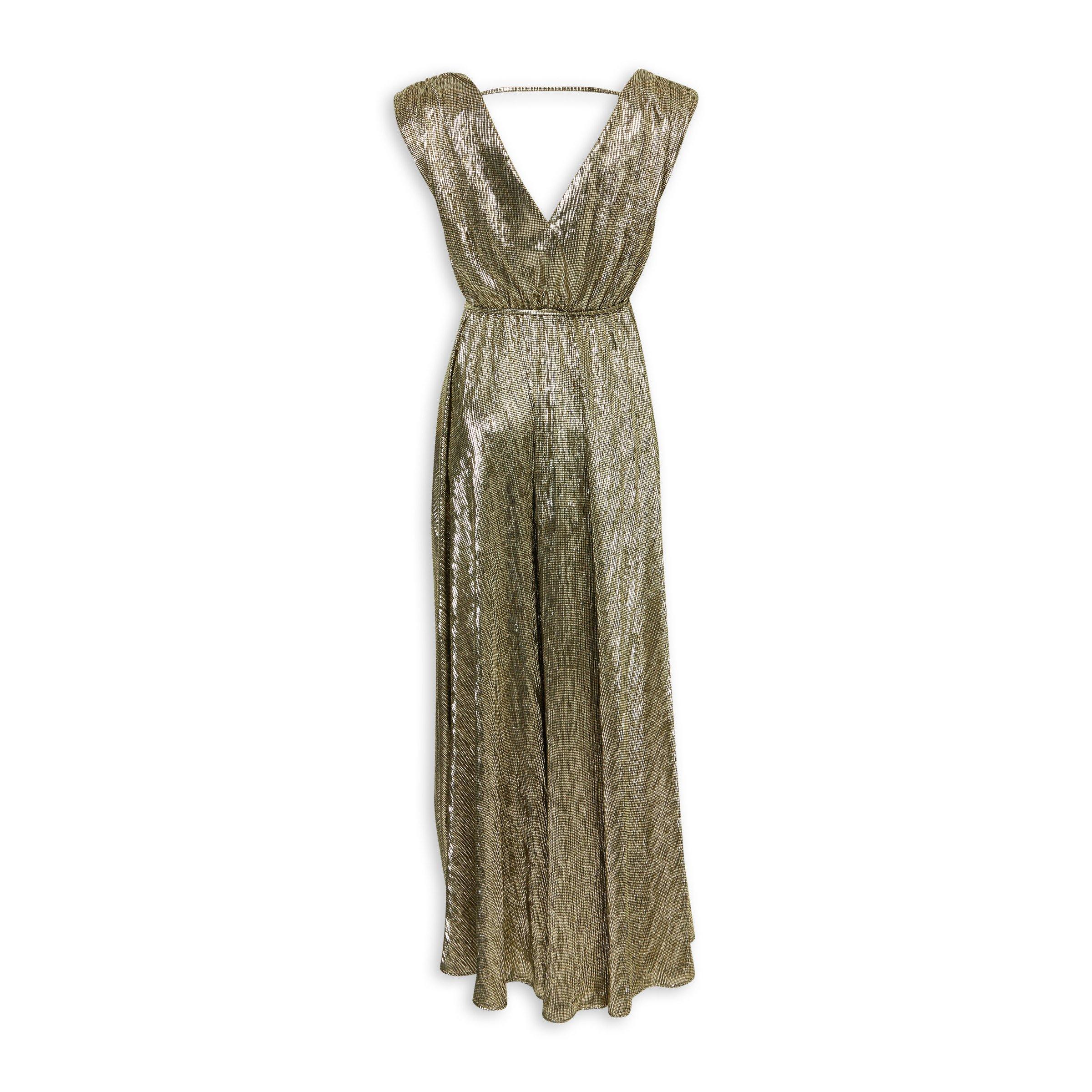 what color shoes to wear with metallic gold dress Gold Beaded Cap Sleeve V Neck Column Gown main image 0