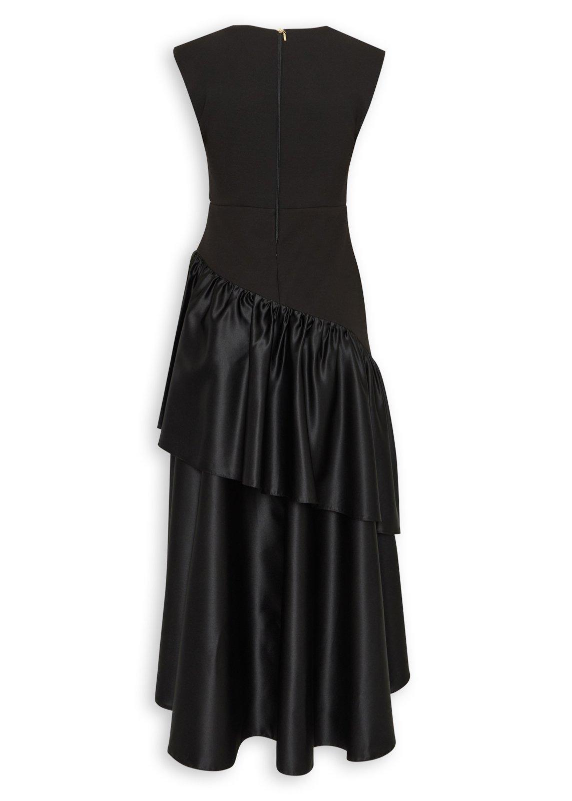 Black Scuba & Satin Tiered Hem Dress (3254548) | Daniel Hechter