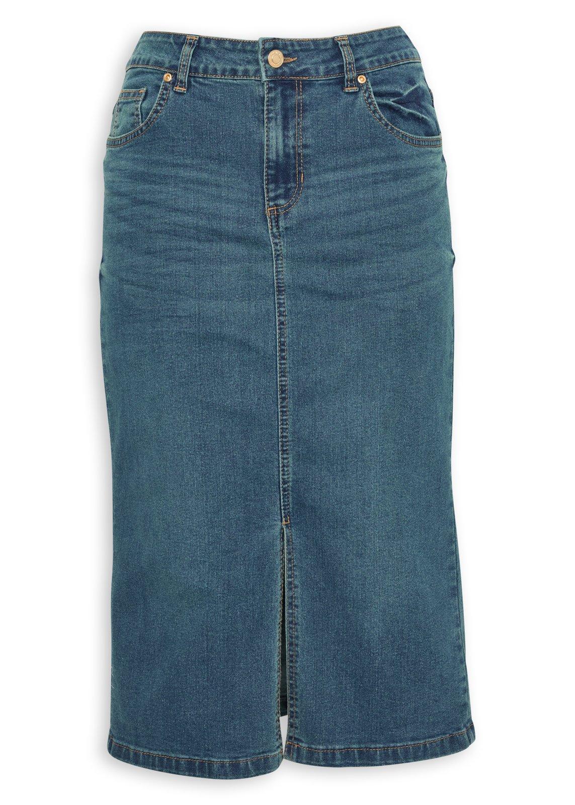 Blue Denim Skirt with Front Slit (3254696) | OUTBACK RED