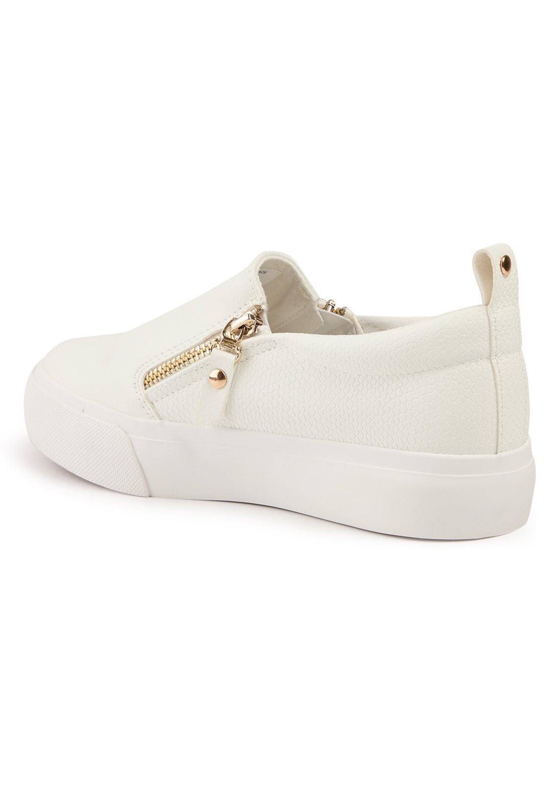White Zips Slip On Sneakers (3254705) | OUTBACK RED